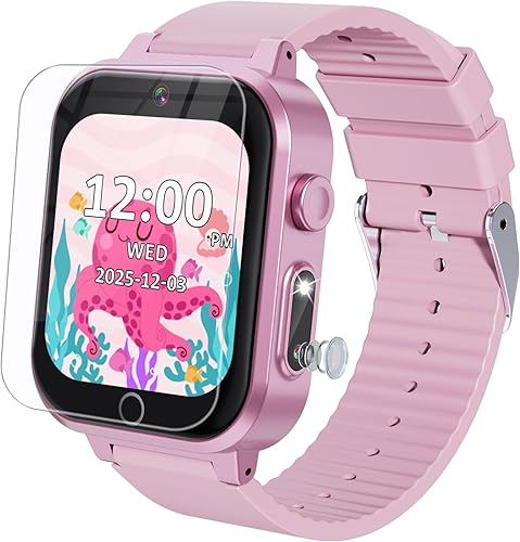Reloj inteligente para niñas de 3 a 12 años con 35 juegos de rompecabezas, reloj inteligente con pantalla táctil HD para niños con doble cámara,