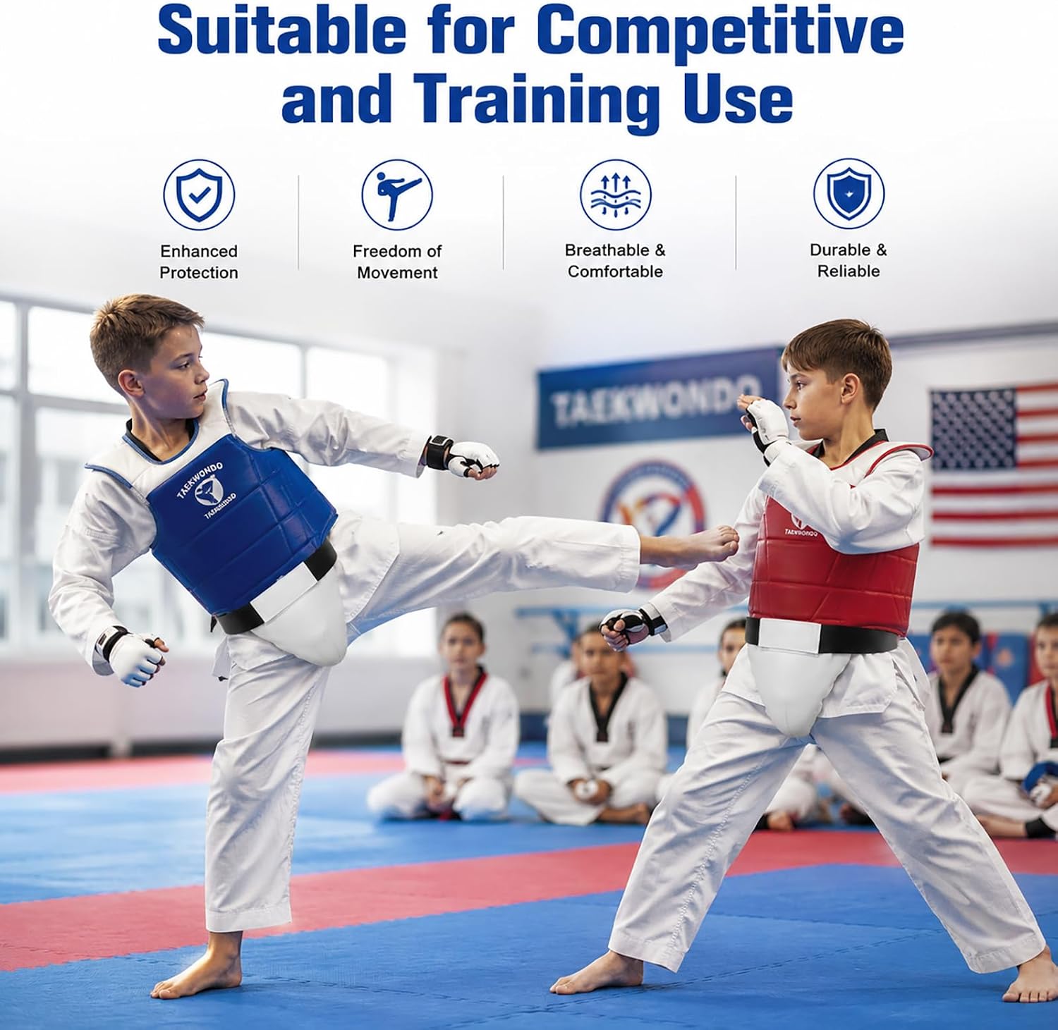 POPETPOP Breathable Kids Boxing Groin Protector Guard for Martial Arts Training Wear-Resistant Crotch Protector Cup for Taekwondo Kickboxing , Karate Fighting Training
