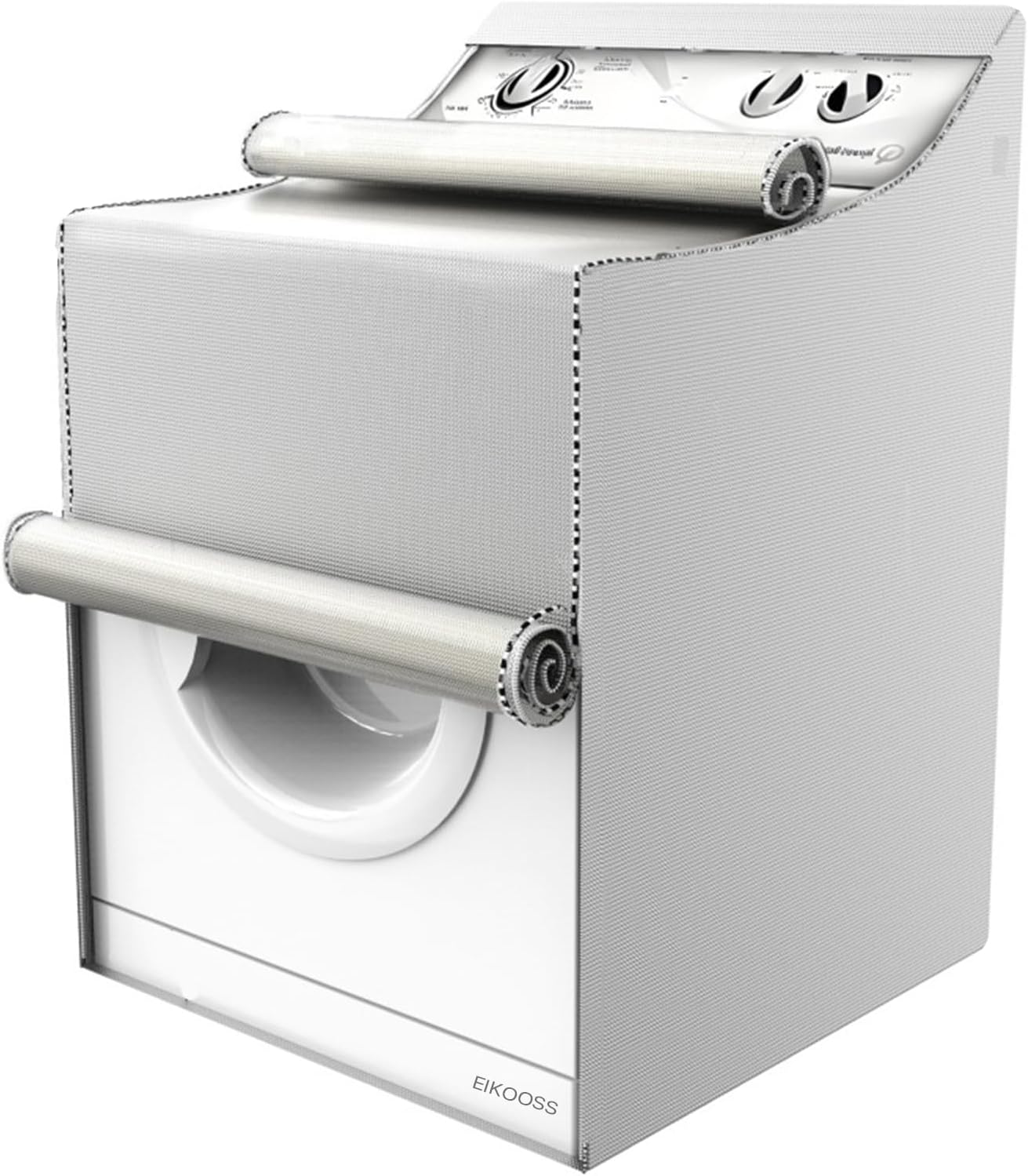 Washer and Dryer Covers, Portable Washer Cover with Zipper Design Dustproof Waterproof Laundry Covers for Washer and Dryer，Easy Use Fit for Most Front-loading Machine (Silve)