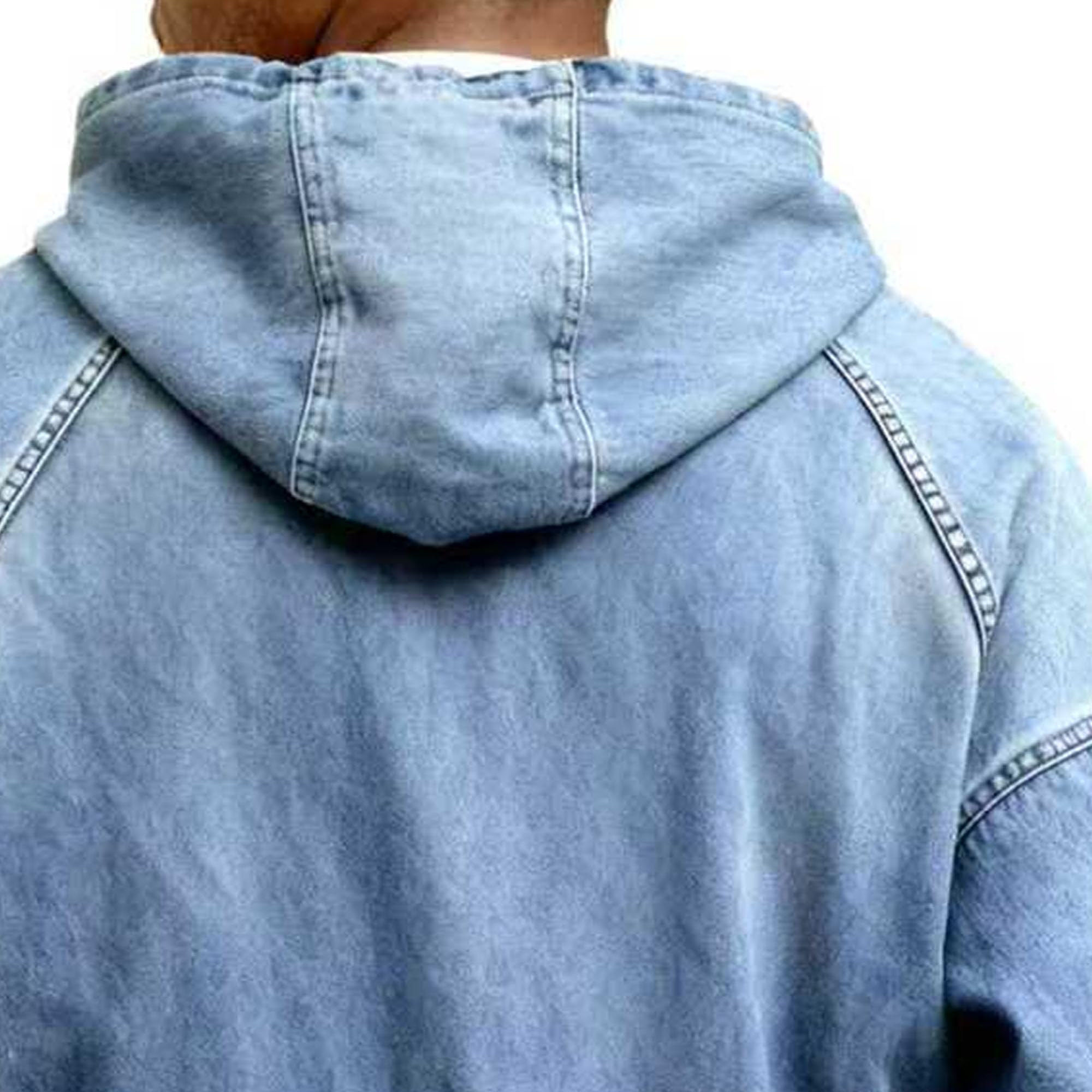 Męskie bluzy z długim rękawem vintage denim bluzy workowate zamek