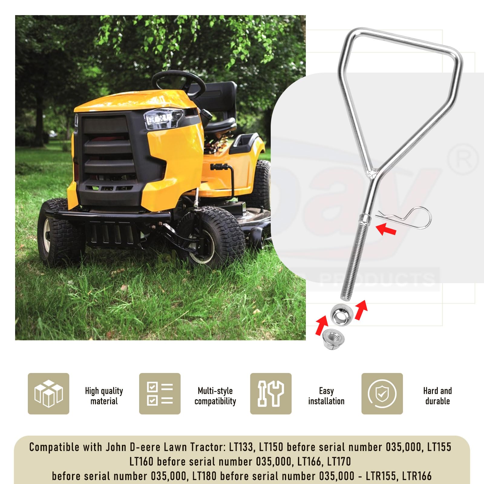 Karbay Bras de Suspension Avant M146774 M147976 pour Tracteur de pelouse Jo-hn Deere LT133 LT150 LT155 LT160 LT166 LT170 LT180 LT190 LTR155 LTR166 SST16 8. Remplace M1. 25229 AM123069