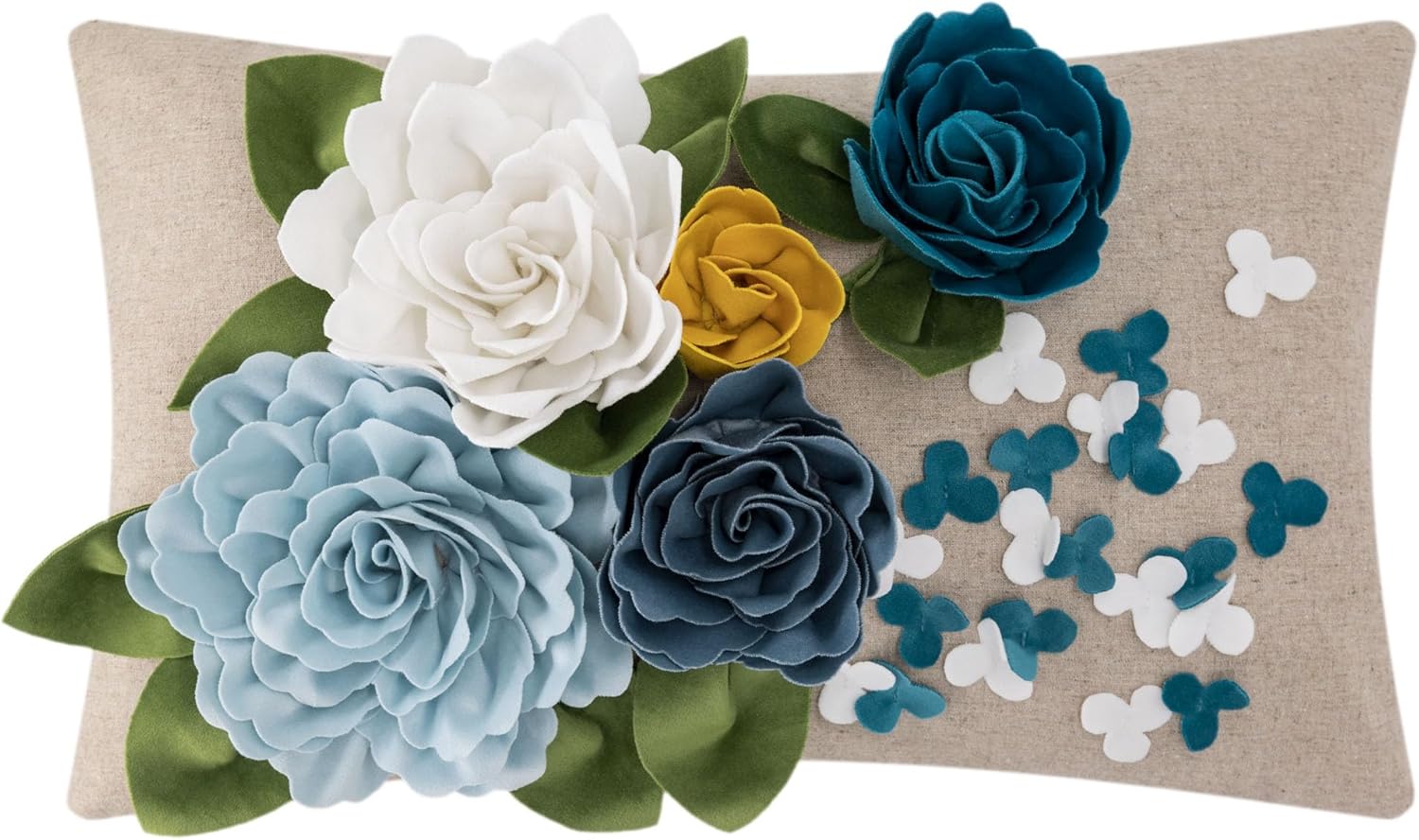 KINGROSE 3D Floral Throw Pillow Cover Decorative Pillowcase Handmade Cushion Covers for Living Room Bed Sofa Couch Spring Summer 12 x 20 Inches Blue