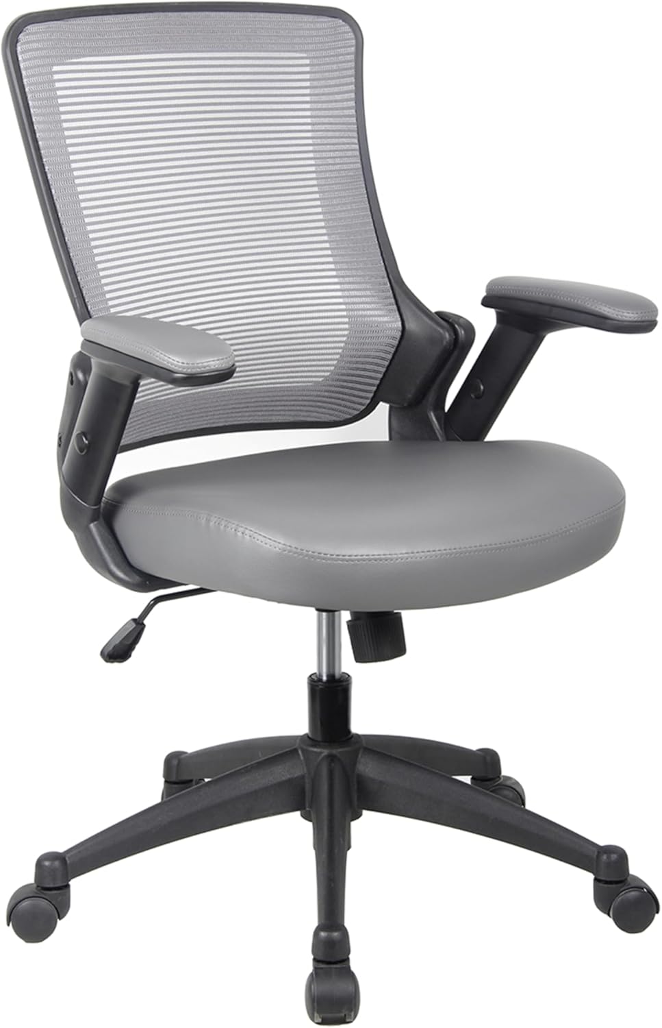 Techni Mobili Height Adjustable Arms Mid-Back Mesh Task Office Chair, 25" W x 25" D x 34" H, Gray