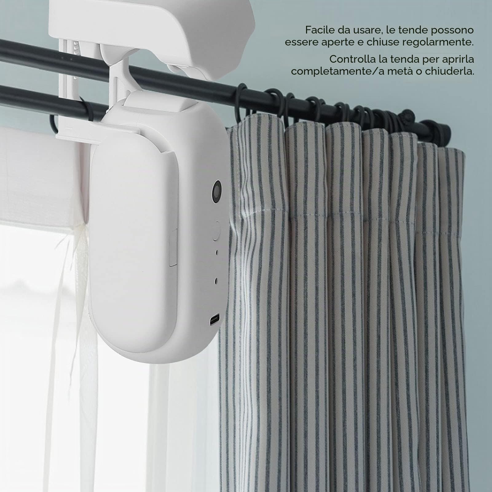CCYLEZ Motore Elettrico Intelligente per Tenda Apri Tenda Intelligente Automatico, Installazione a Binario Gratuita, per Camera da Letto Domestica 5V