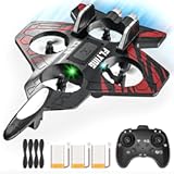 RC Plane - RC Airplane Fighter, Foam Remote Control Airplanes for Kids Adults, RC Plane Fighter Jet Toy with Auto Hover, Headless Mode 3D Flip Colorful LED Lights & 3 Batteries, Drone for Kids