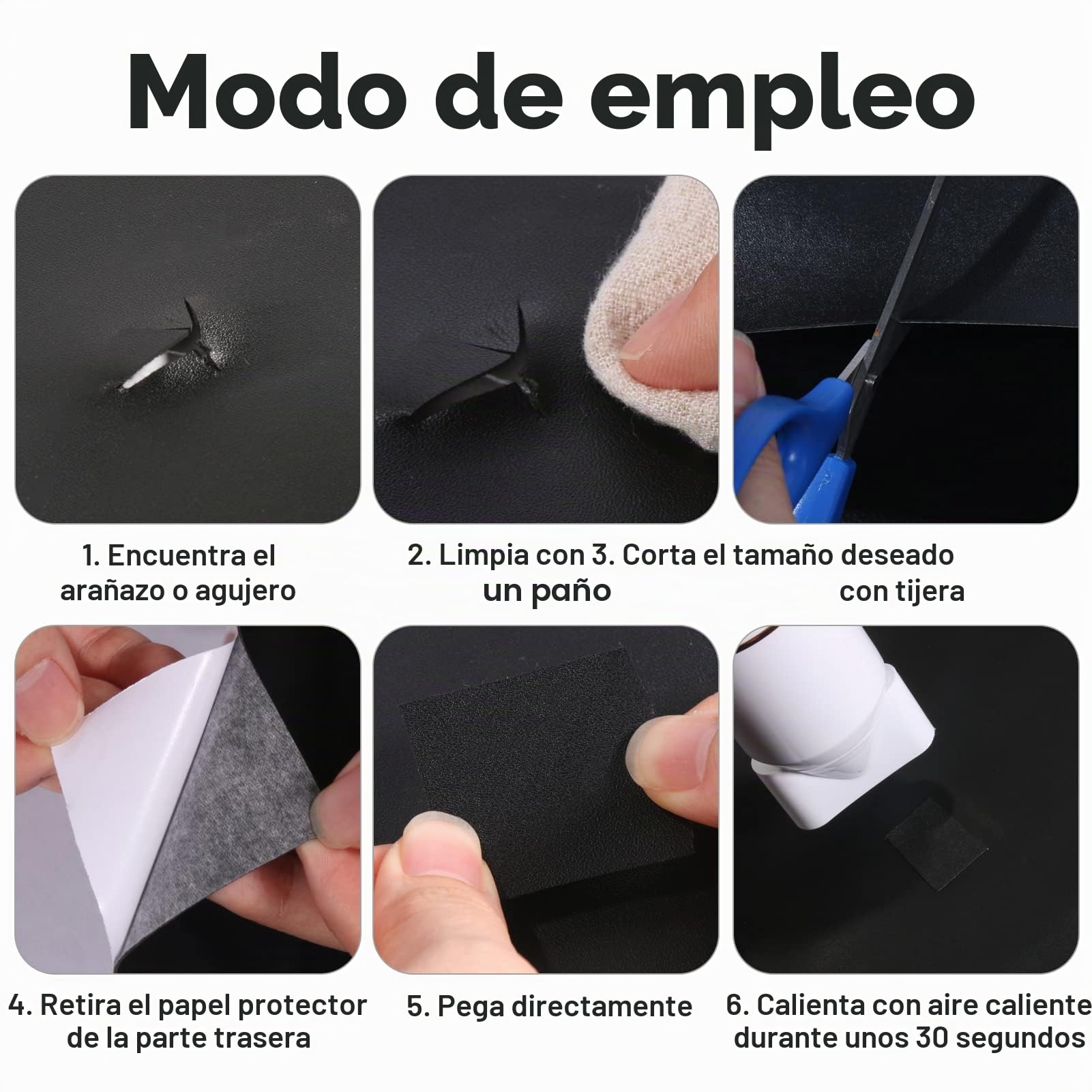 Cuero Adhesivo, Polipiel Adhesiva, Parches para Polipiel, Piel para tapizar, Parche de Cuero Autoadhesivo 60 x 300 cm, para Sofa, Silla de oficina, Muebles, Asientos de Coche, Blanco