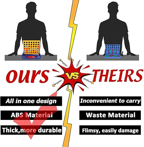 Miniatura 6 de IAMGlobal 4 en una fila, juegos de mesa, juego cuatro en una fila, línea de tamaño de viaje 4, juguete familiar clásico para niños y familia para