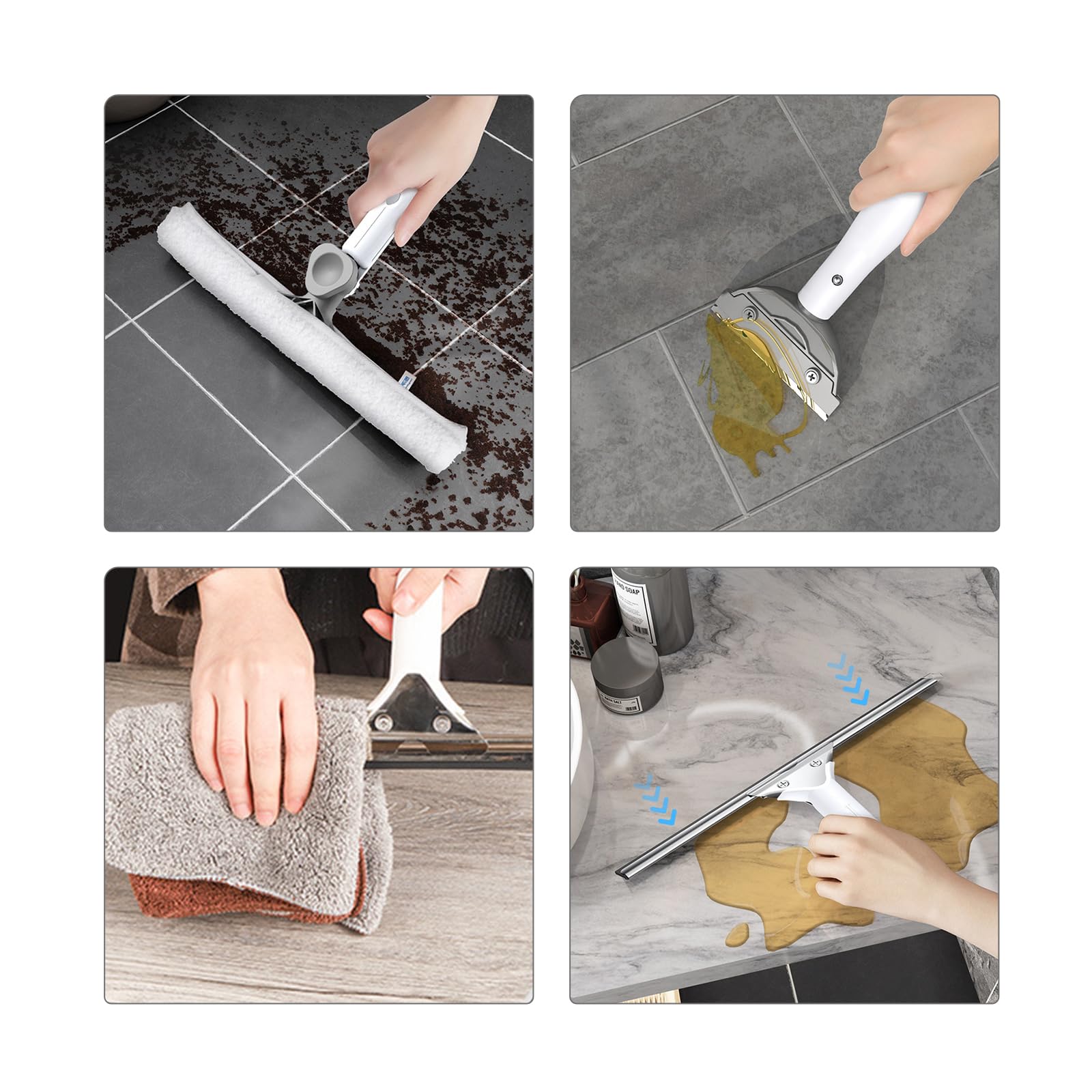 Limpiador de Limpiacristales Profesional con Mango Extensible,rascadora 35cm,Cepillo de Microfibra de Mano 36.5cm,Espátula de Limpieza 10cm,para Paredes Techos (300cm)