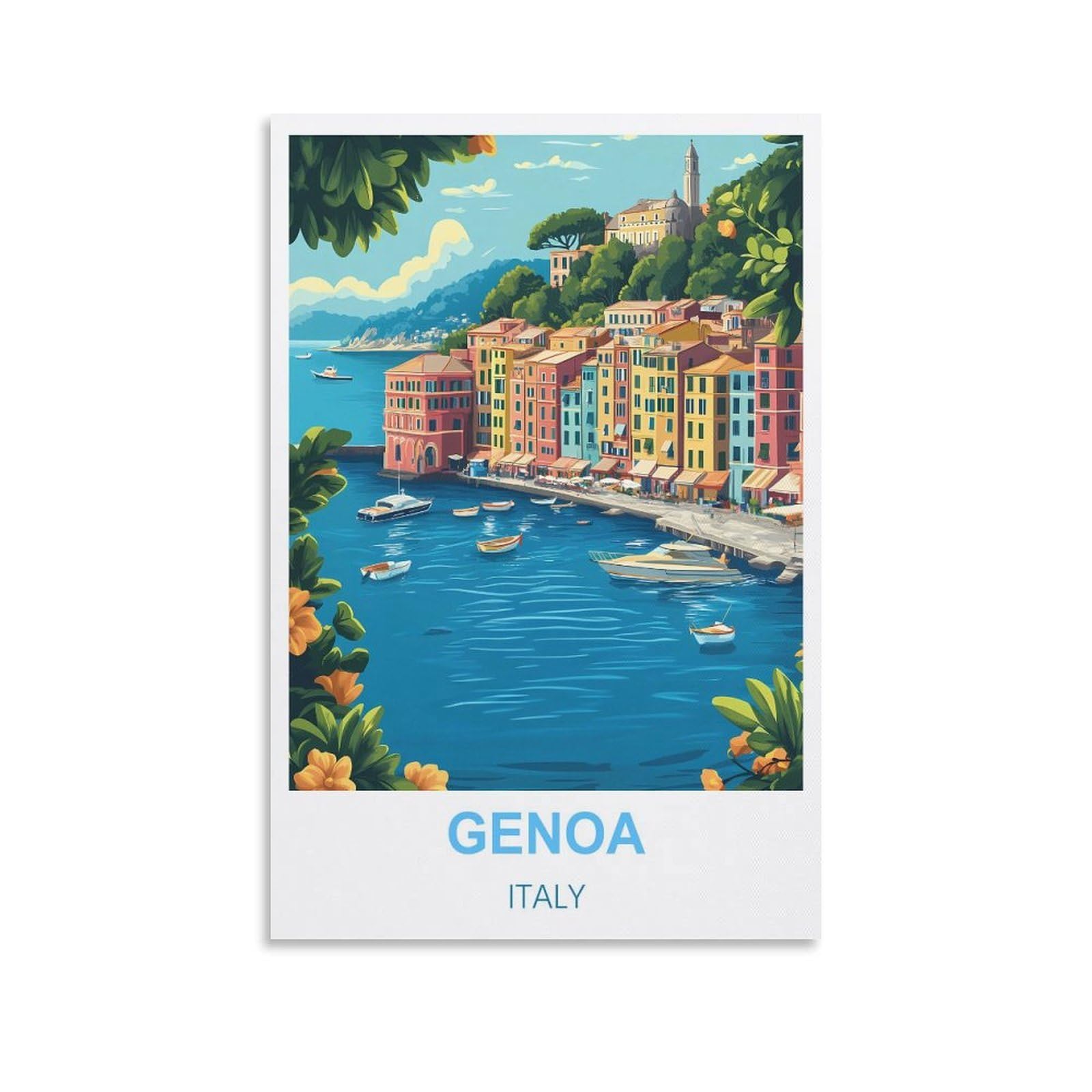 Retro Vintage Wall tin Plaque Genoa Italy Metal Wall Decor Decorative Tin Sign Art Plaque Poster for Home Kitchen 20x30cm