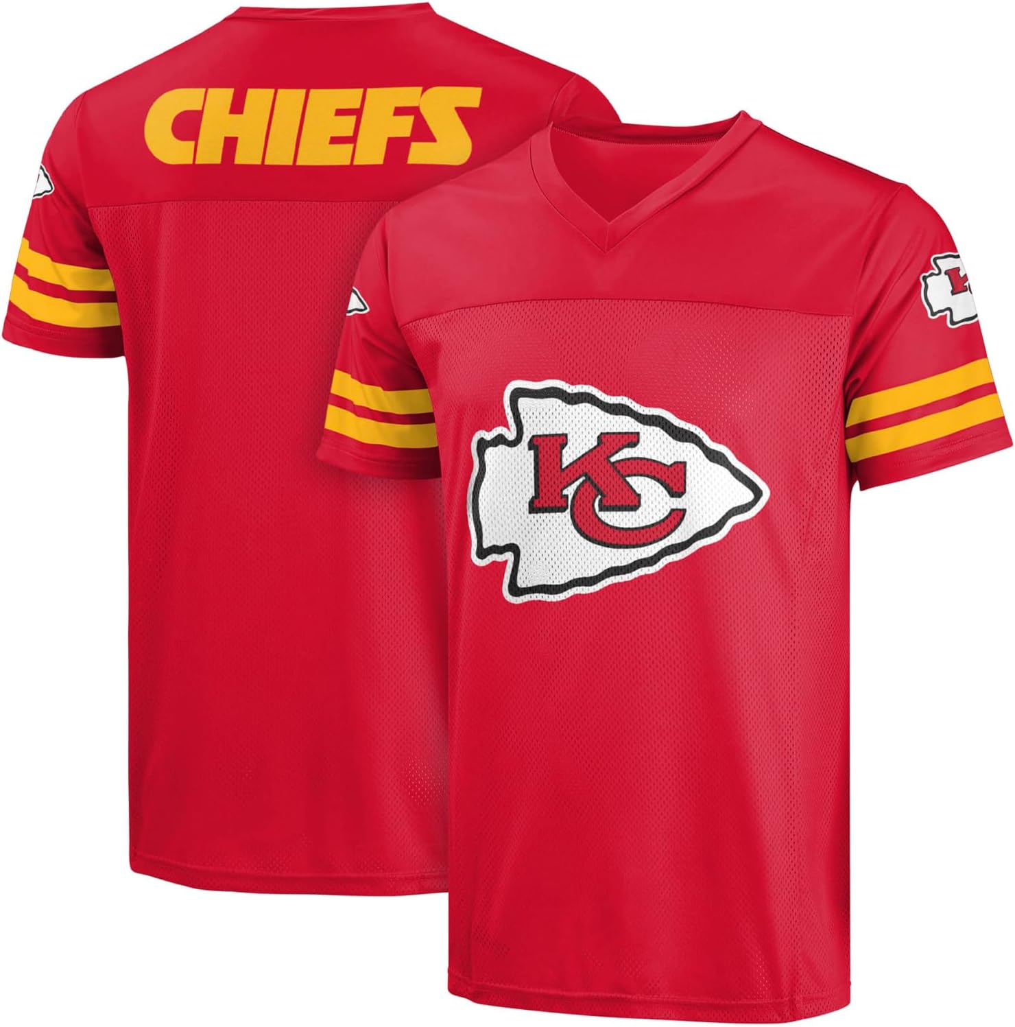 NFL Men's Officially Licensed Primary Logo Wordmark Game Day Football V-Neck Top
