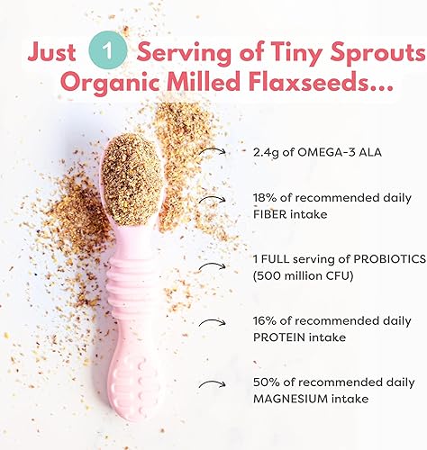 Miniatura 6 de Tiny Sprouts - Semilla de lino molida orgánica + probiótico de porción completa + vitamina D3 I Superseed Booster para bebés de 6 meses y niños