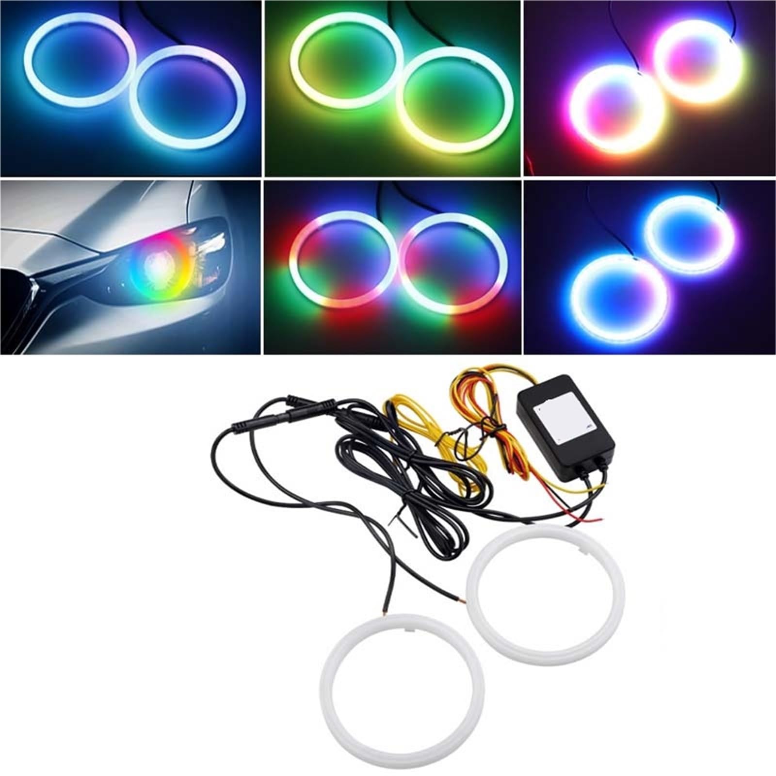 tylne światła LED Lampa tylna zespolona 2szt. Led RGB 80mm 95mm 100mm 120mm DRL światła do jazdy dziennej auto okrągłe świecące oczy do samochodu(2PCS-Colorful 100mm)
