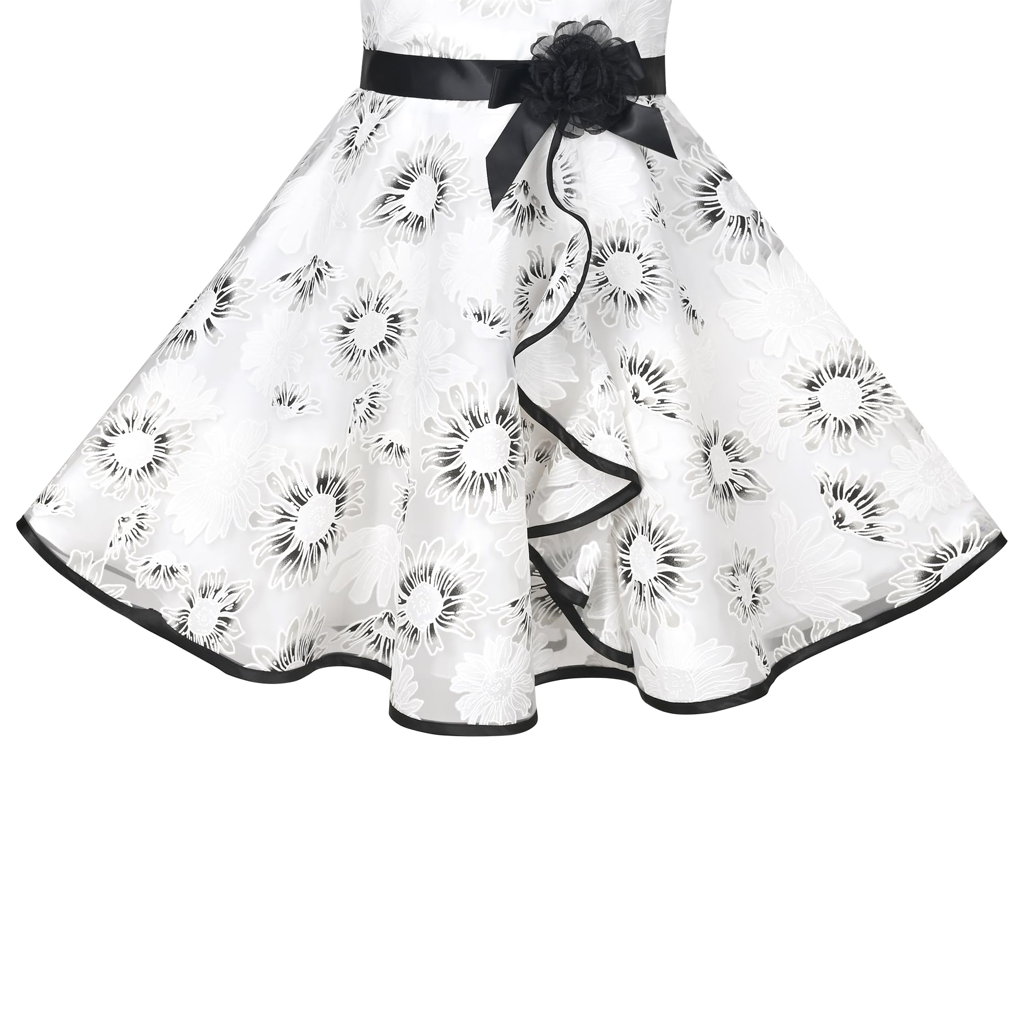 Sunny Fashion Vestito Bambina 3 Livelli Rosa Fiore Onda Pageant Nozze Bambini Capi di Abbigliamento 4-12 Anni