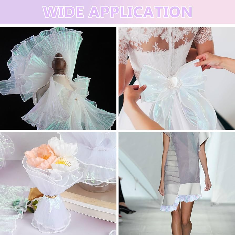 2 Yards Ruffle Lace Edge Trim Organza Pleated Ribbon Fabric Sewing Hem