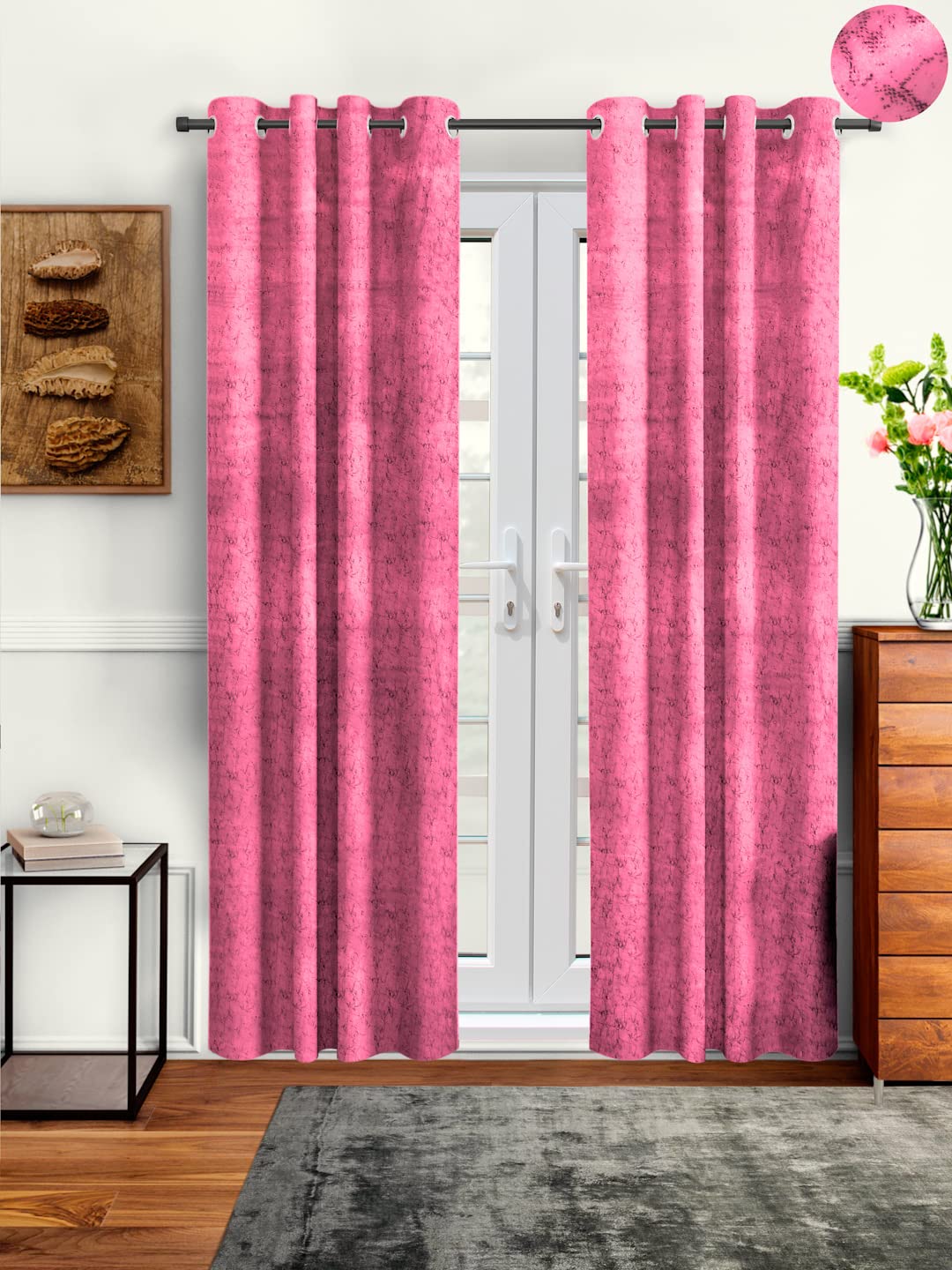 Amazon Brand - Umi Velvet Plain Curtains | Long Door - 9 Feet | Pack of 2 | Bedroom Living Room Kids Room | Plain Long Door Curtain | Pink (B0CY5G9WMN) Amazon Price History, Amazon Price Tracker