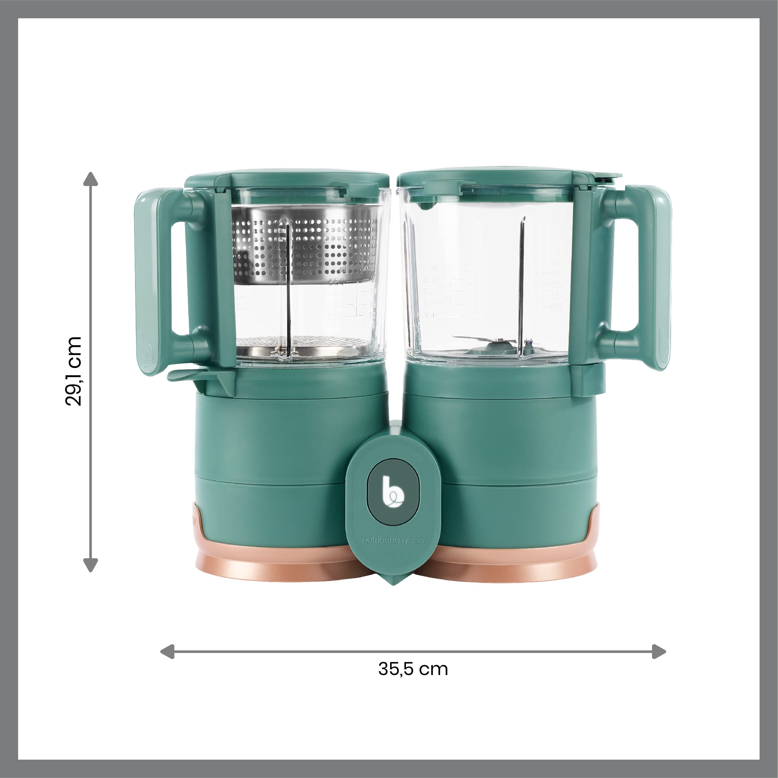 Babymoov Nutribaby Glass Forest Green 4-in-1 Babynahrungszubereiter aus Glas & Edelstahl