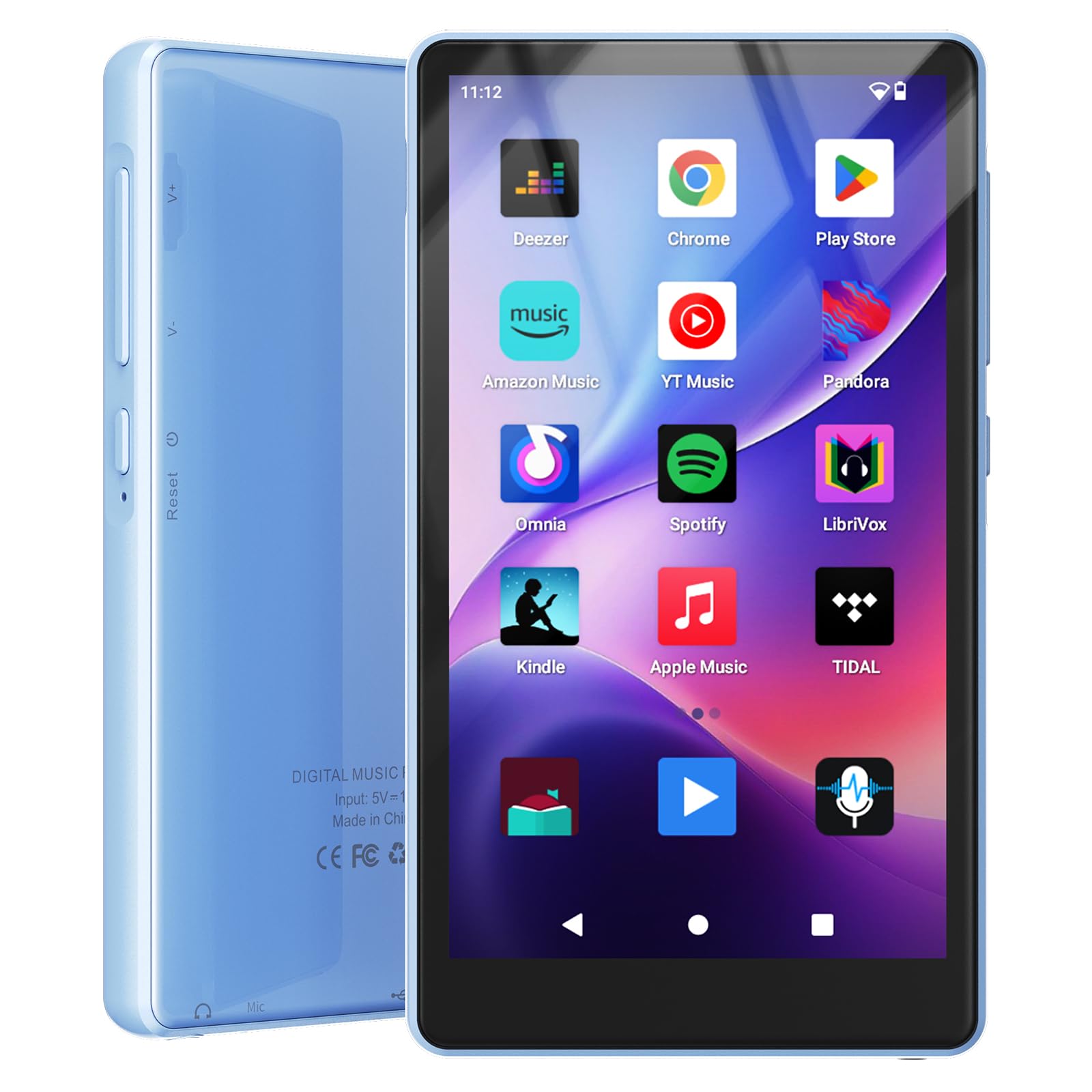 Android Lecteur MP3 avec Spotify avec Bluetooth et WiFi, 96Go Lecteur de Musique avec écran Tactile 4,5", Pandora, Amazon Music, Android 13 MP4 et MP3 Lecteur pour Enfants avec Libby, Spotify Kids