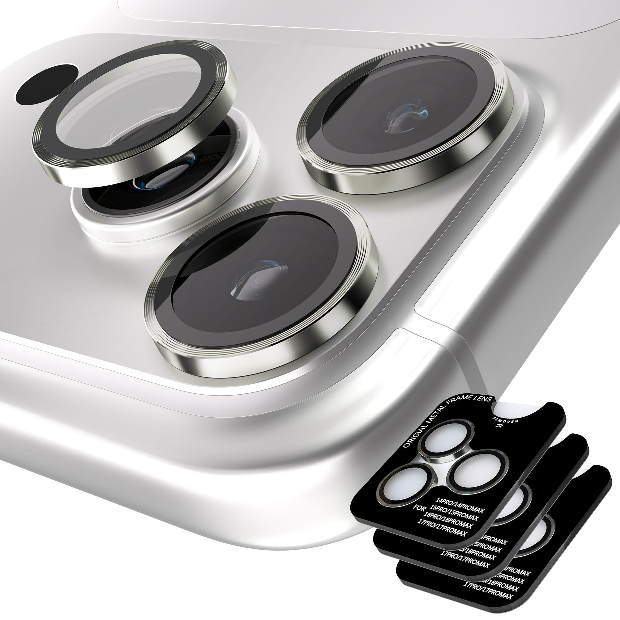 Orzero 9H Glass Camera Lens Protector for 17 Pro/17 Pro Max-Natural, 3 Set
