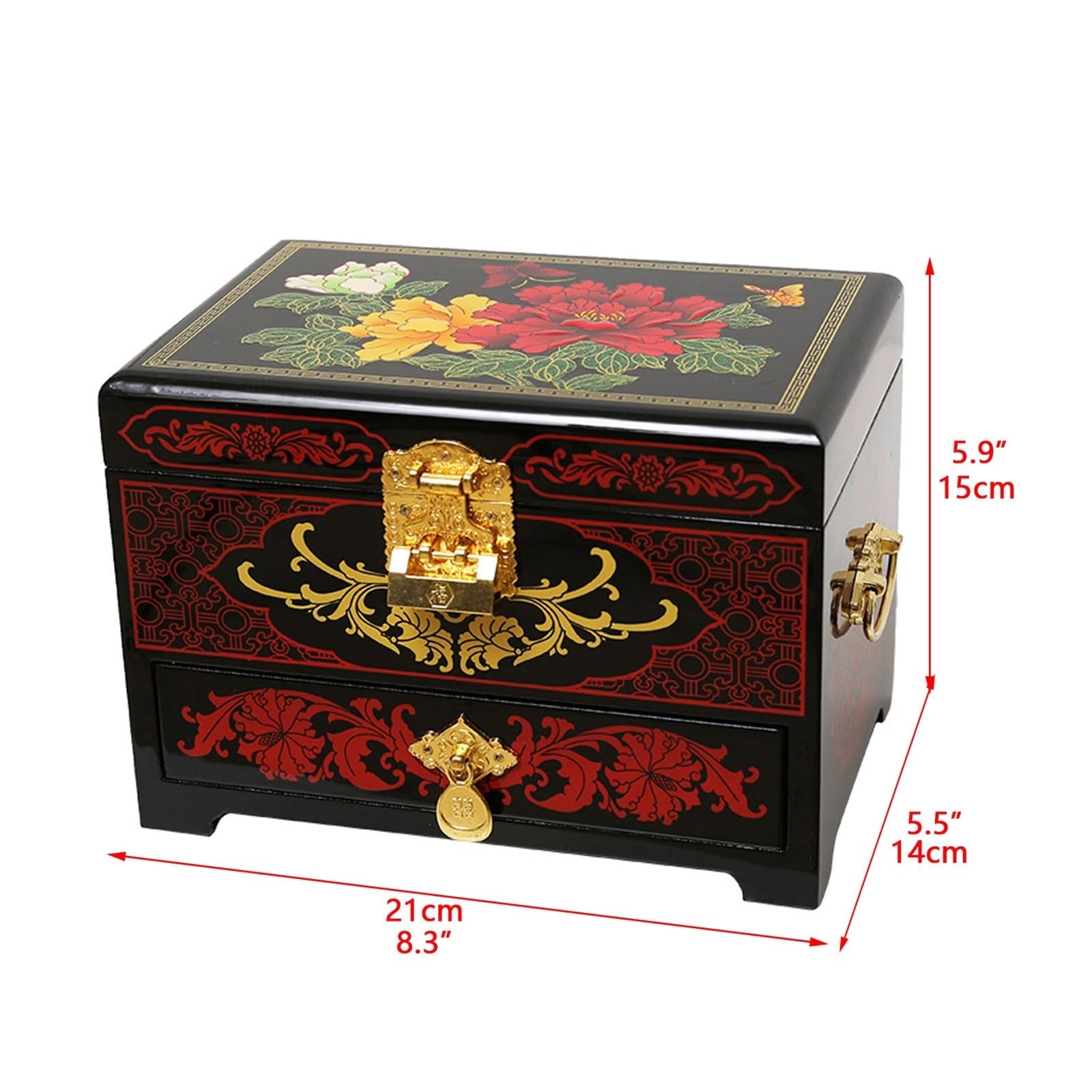 Jewelry Box Organizer Jewelry Box Jewelry Storage Box with Lock Vanity Box Exquisite Cosmetic Box Jewelry Organizer Small (D S) (B S)