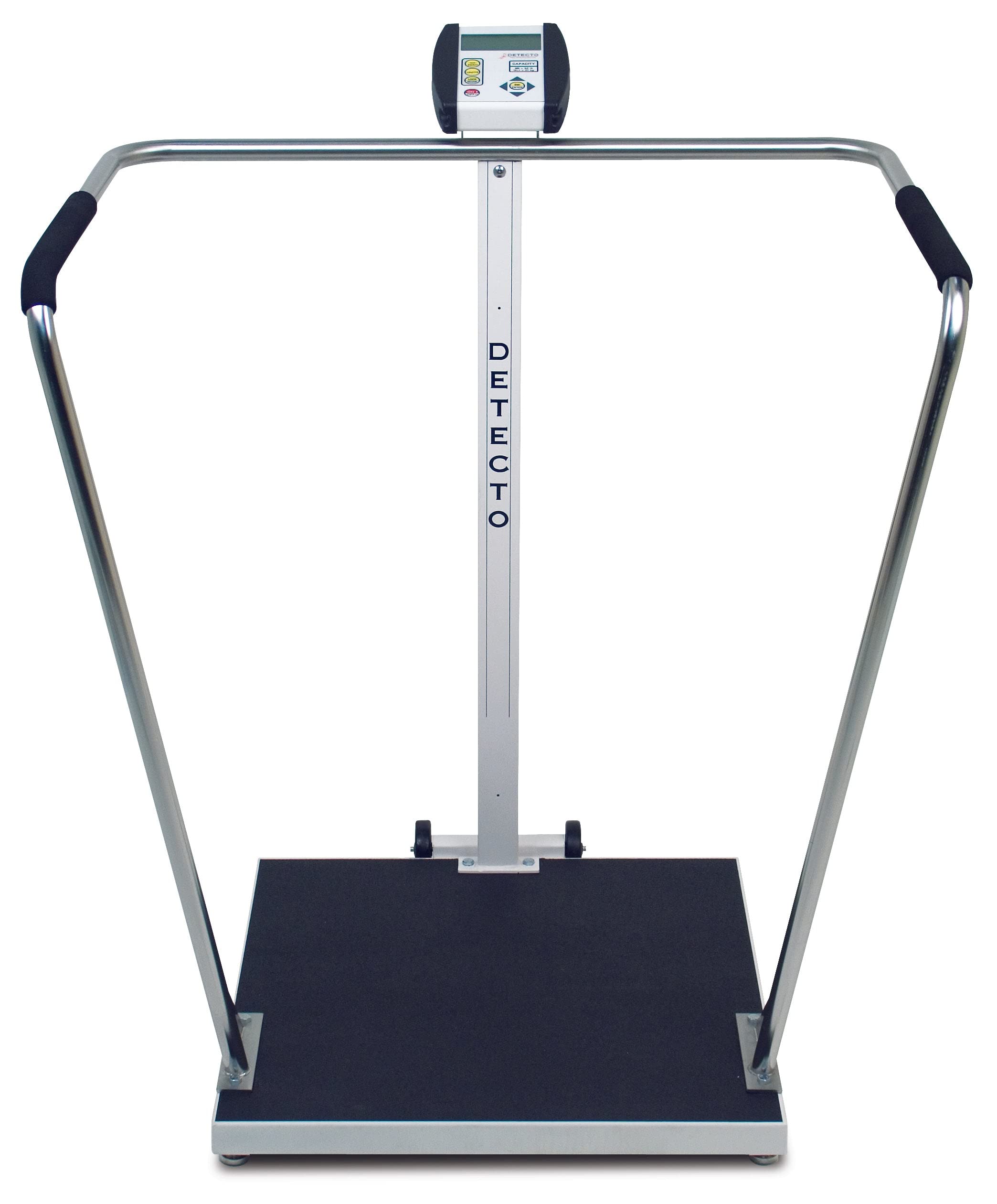 Portable High Capacity Digital Scale with Wrap Around Tubular Handrails Capacity 800 lb x 0 2 lb Platform