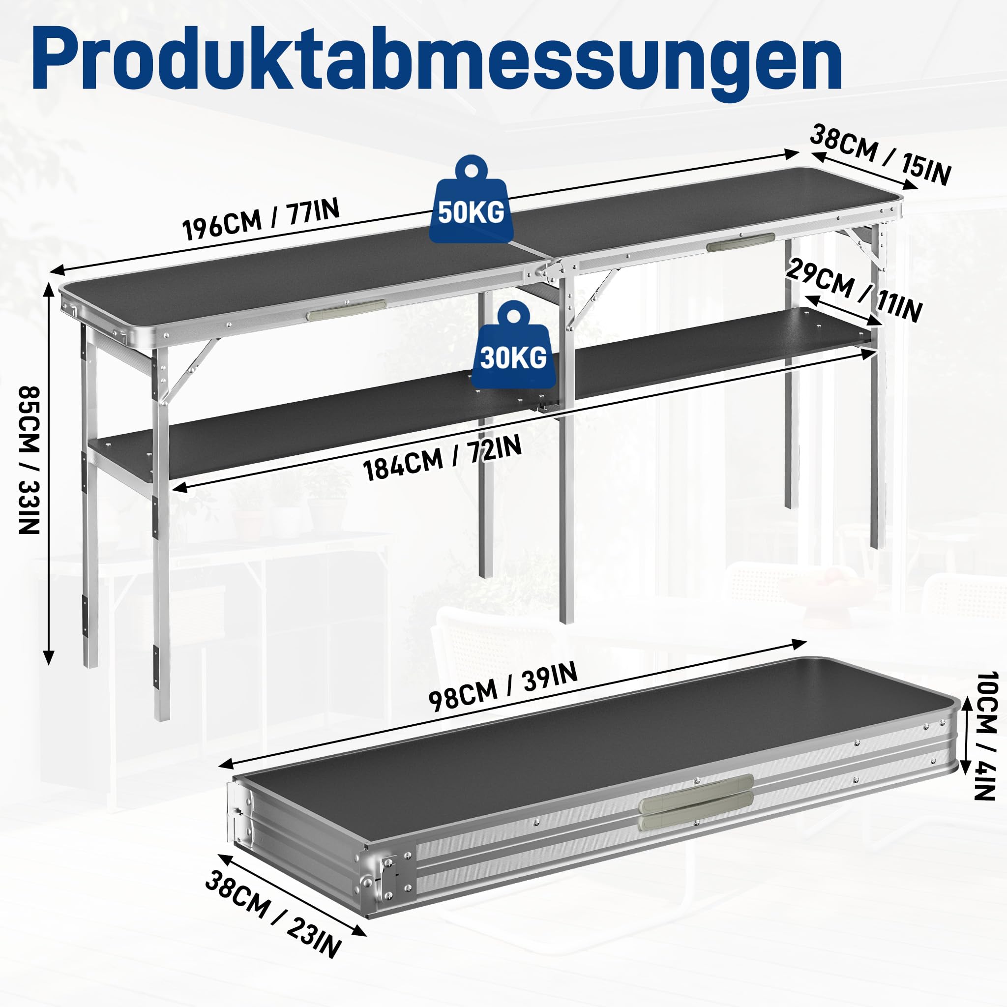 AufuN Tragbare Messetheke Messetresen Faltbarer Campingtisch aus Aluminium