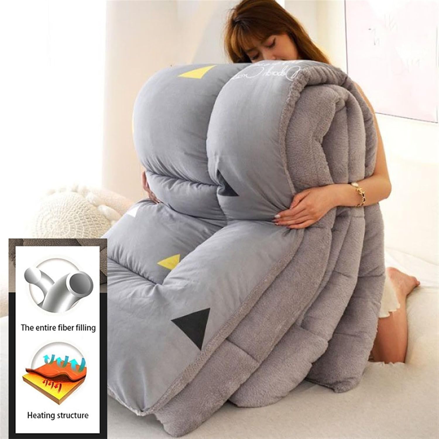 Quilt/Quilts, Down Duvet, Cashmere Quilt, Fluffy Double Bed Cashmere Quilts With Geometric Classic Pattern, Soft Warm Duvet Bedding, For Winter Cold Weather ( Color : Gray -brown , Size : 150x200cm 1.