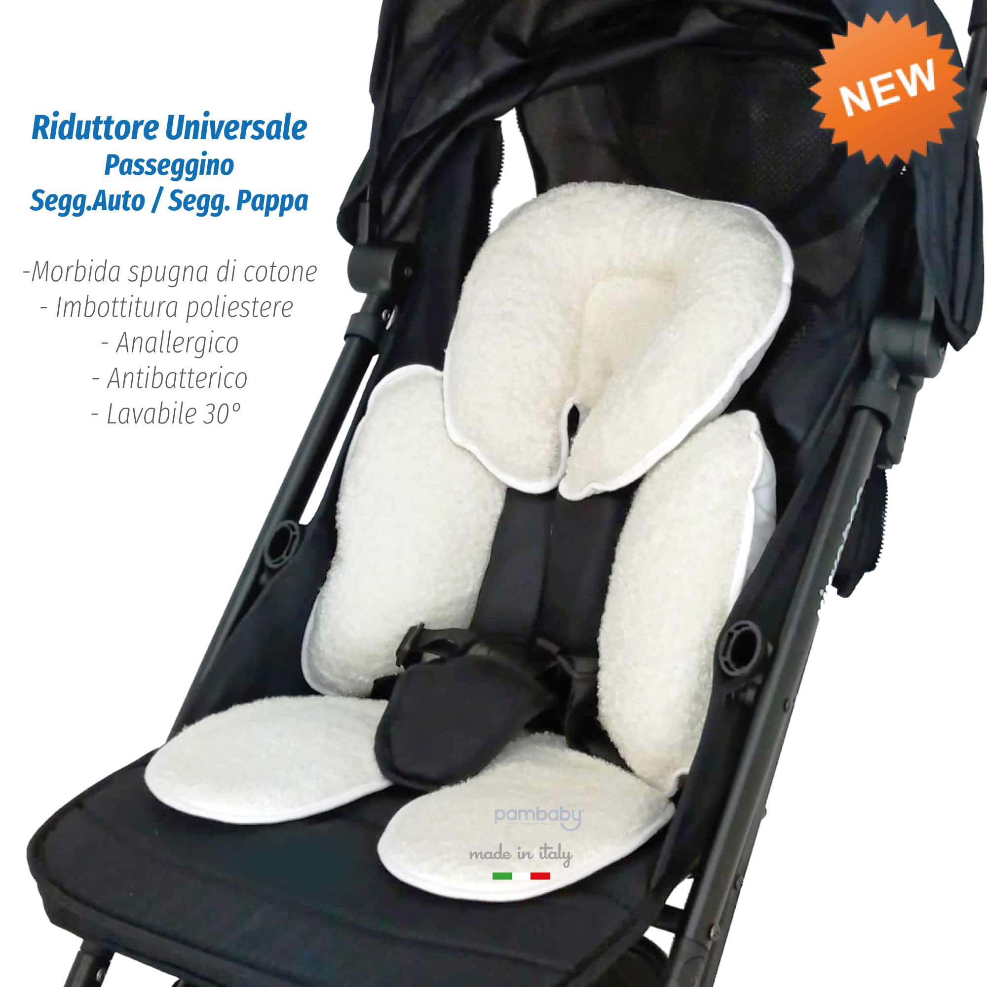 PAMBABY Riduttore Universale Angel per il seggiolino Auto Passeggino Seggiolone Pappa Universale MADE IN ITALY