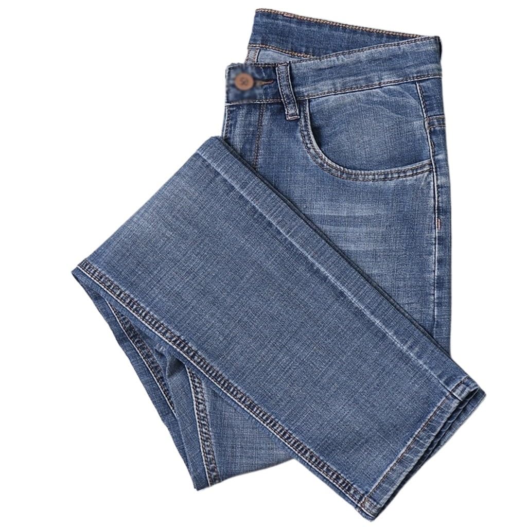 Denim Pants Classic Mens Regular Fit Stragith Jeans Business Stretch Jean Trousers