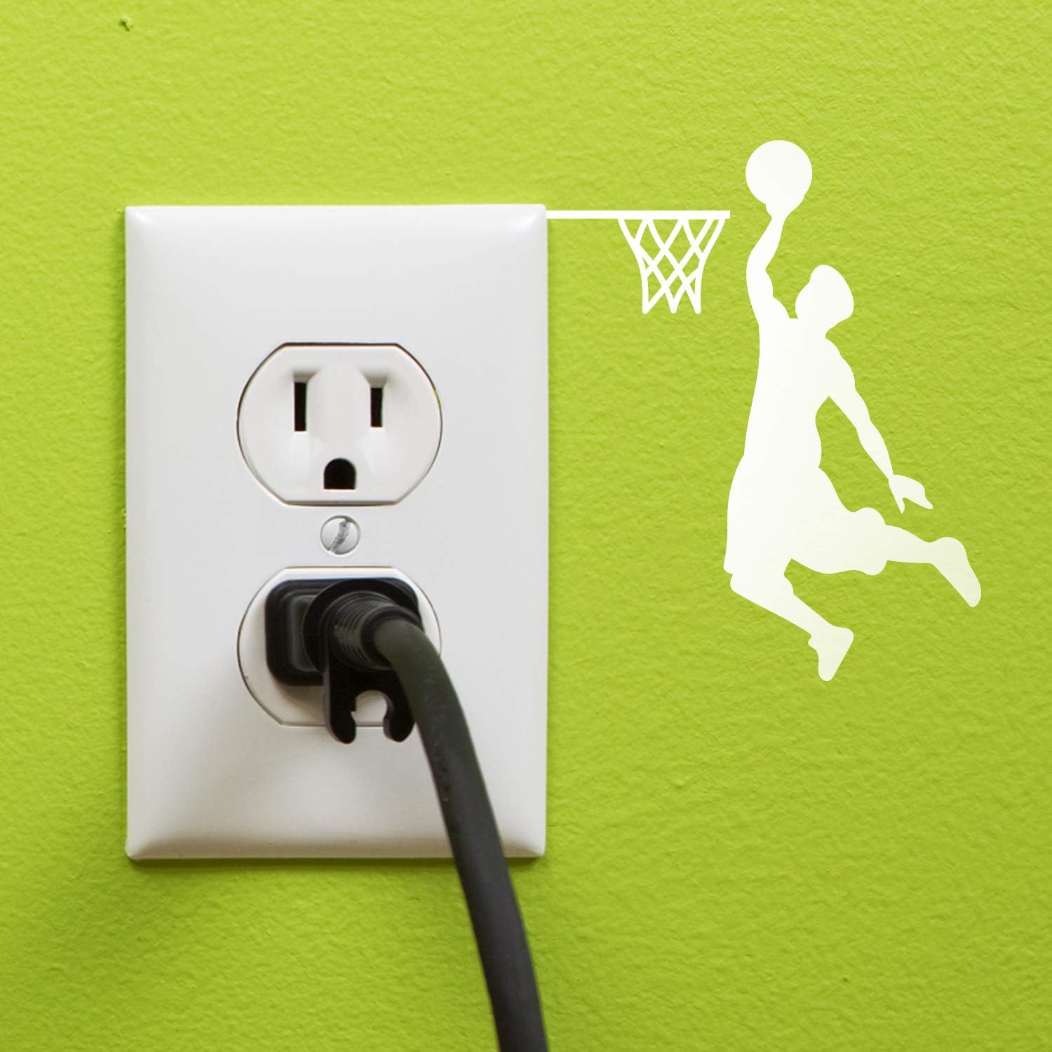 Vinyl Wall Art Decal - Basketball Player Hoop Dunk - 4 x 3.21 - Fun Kids Decor for Light Switch Bedroom Laptop Luggage Car Bumper Sticker Computer Peel and Stick Design (4 x 3.21, White)