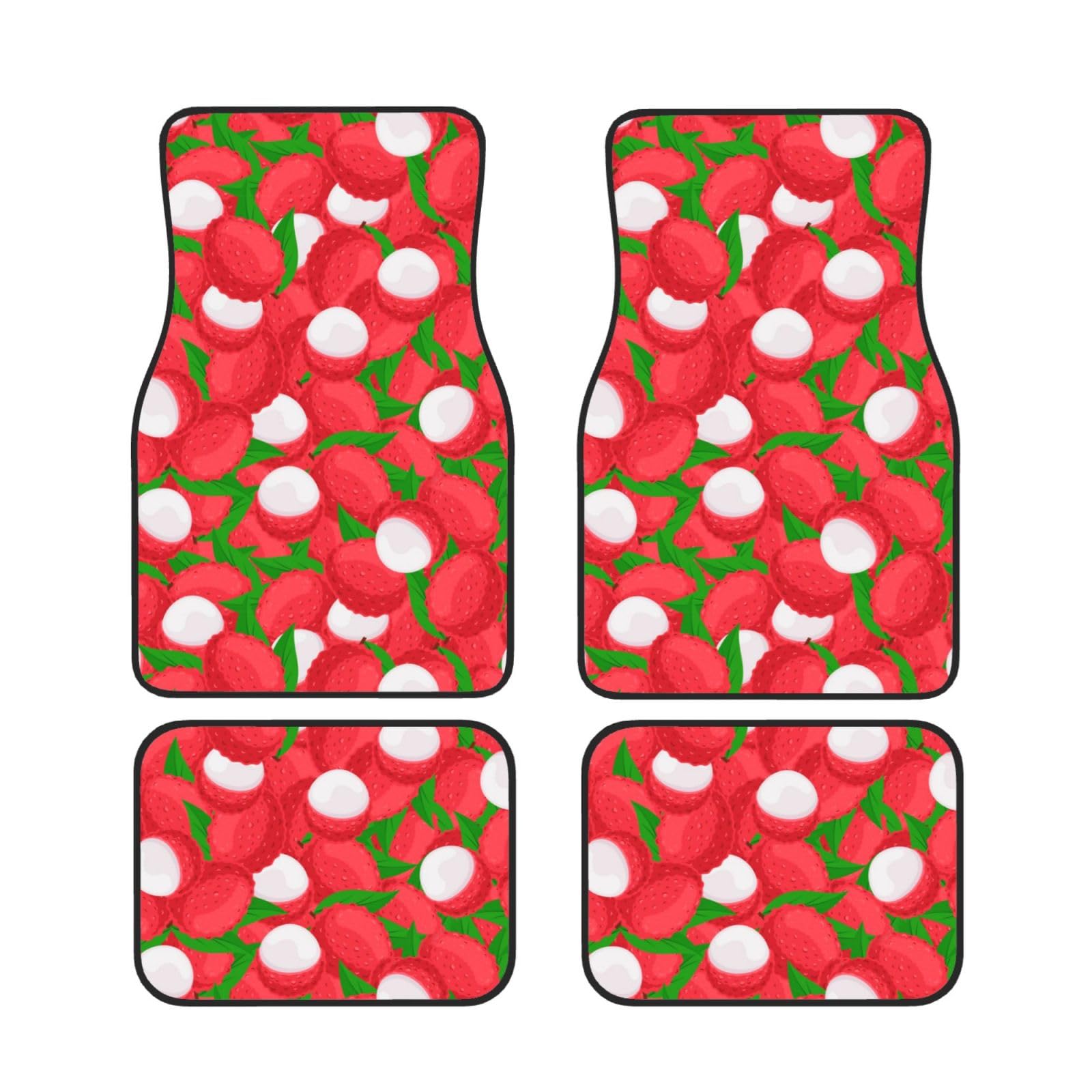 Alfombrillas de coche antideslizantes juego de 4 piezas neopreno vehículos patrón de fruta de lichi 7
