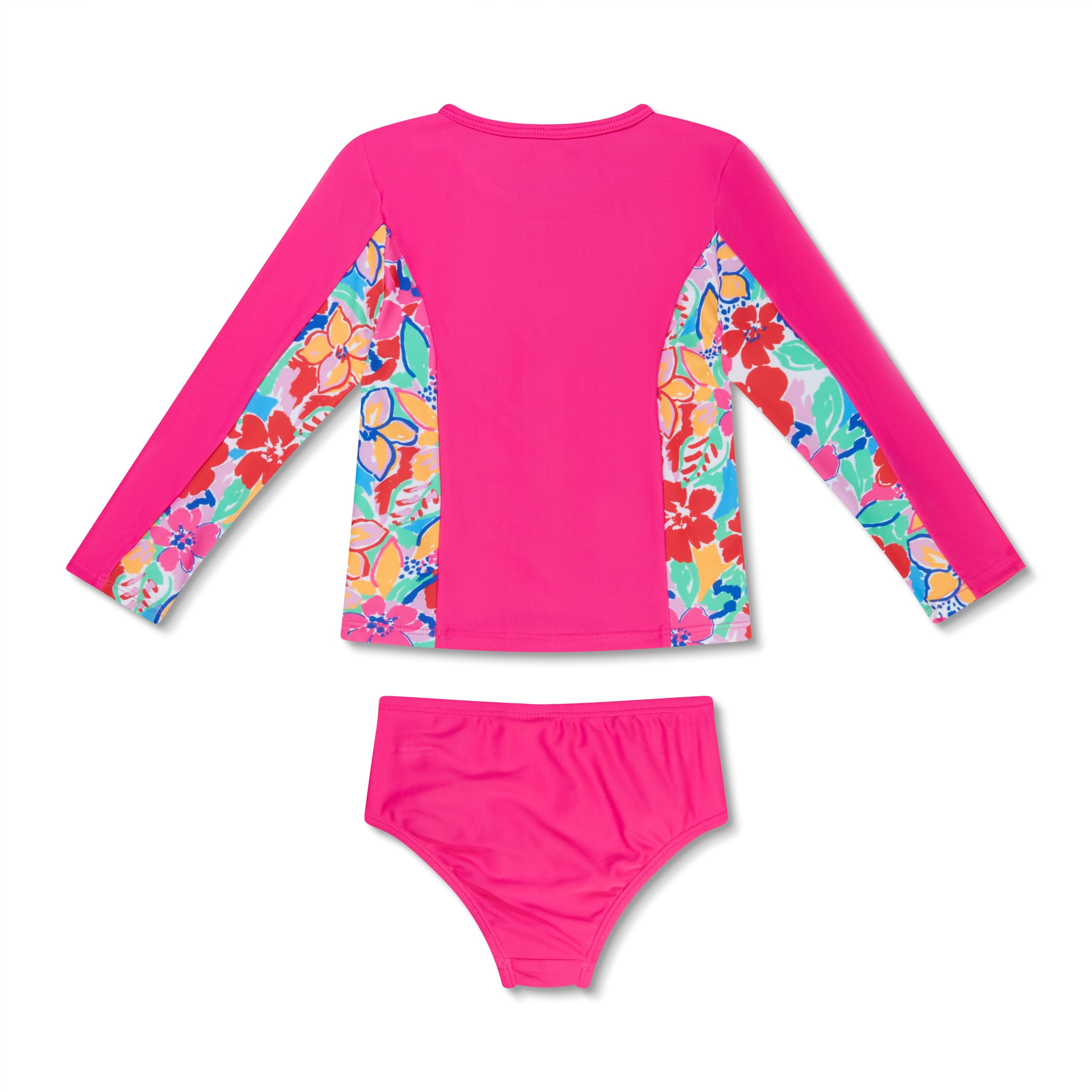 Speedo Girls' Uv Swim Shirt Long Sleeve Rashguard Set, Flare Pink