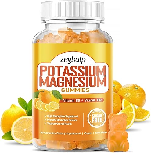 Gomitas de magnesio y potasio para mujeres y hombres, suplementos de citrato de potasio, suplementos de glicinato de magnesio con gluconato de