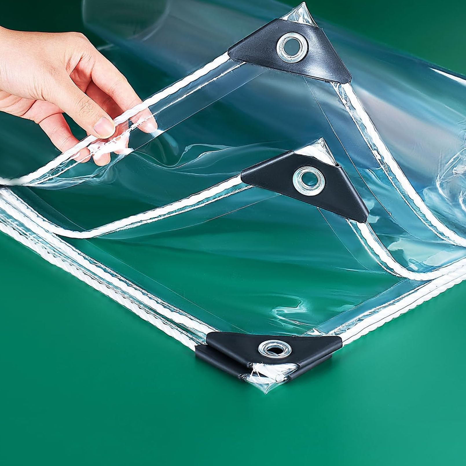 GJZQDKX 2x4m Waterproof Transparent Tarp - 0.35mm Thick Heavy-Duty PVC Cover 420g/m² Eyelet Reinforced Rainproof & Cold-Resistant Ideal for Outdoor Plant Protection