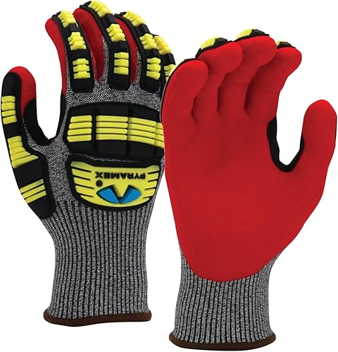 Pyramex - Guantes de seguridad sumergidos de nitrilo con protección contra impactos TPR, extra grandes