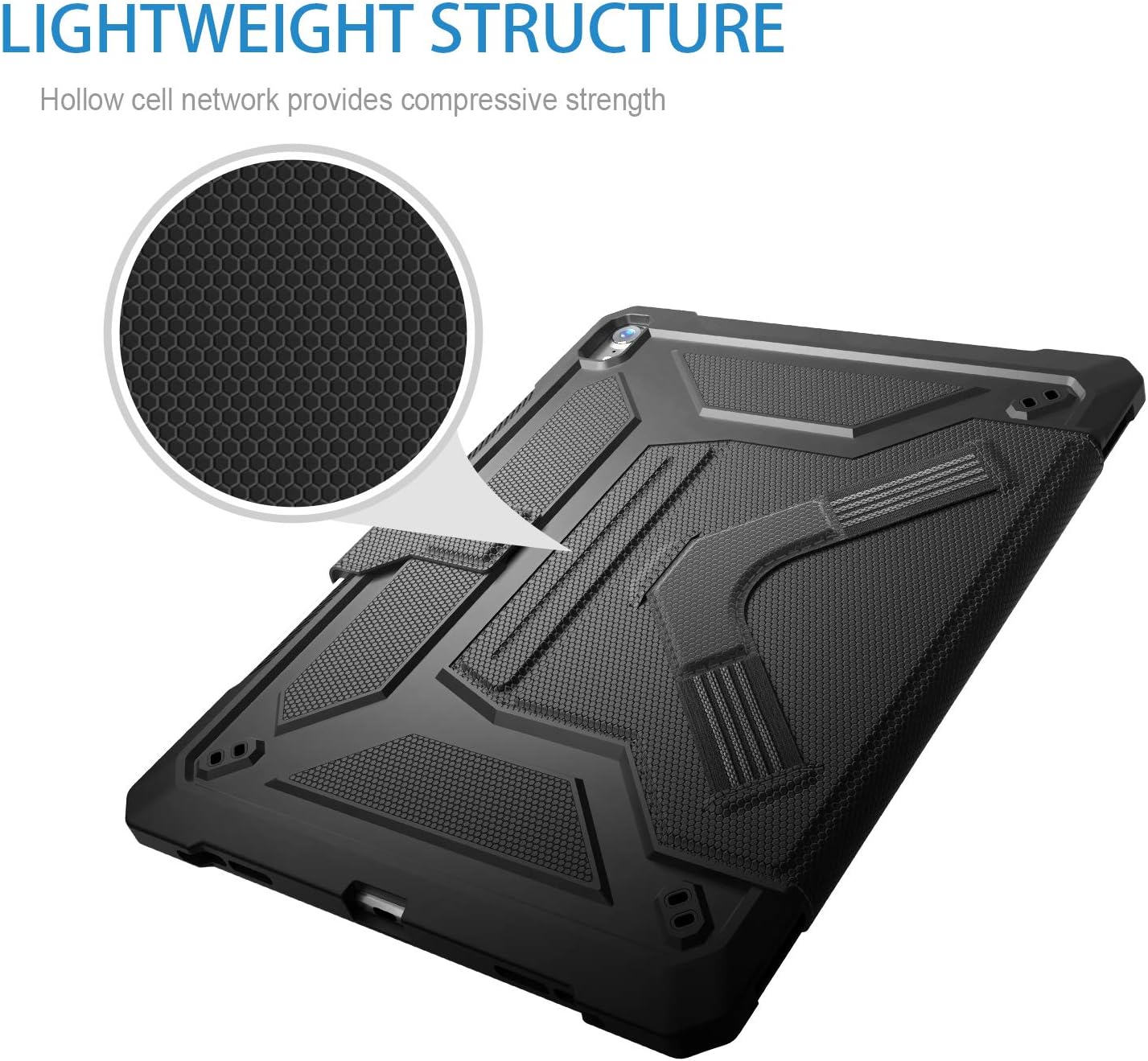 Case for iPad Pro 12.9 Case 2018 3rd Gen with Wireless Pencil Holder, Ultra-Thin Soft Back Shell Install & Remove Easily, Smart Sleep/Wake Cover with Shoulder Strap - Black