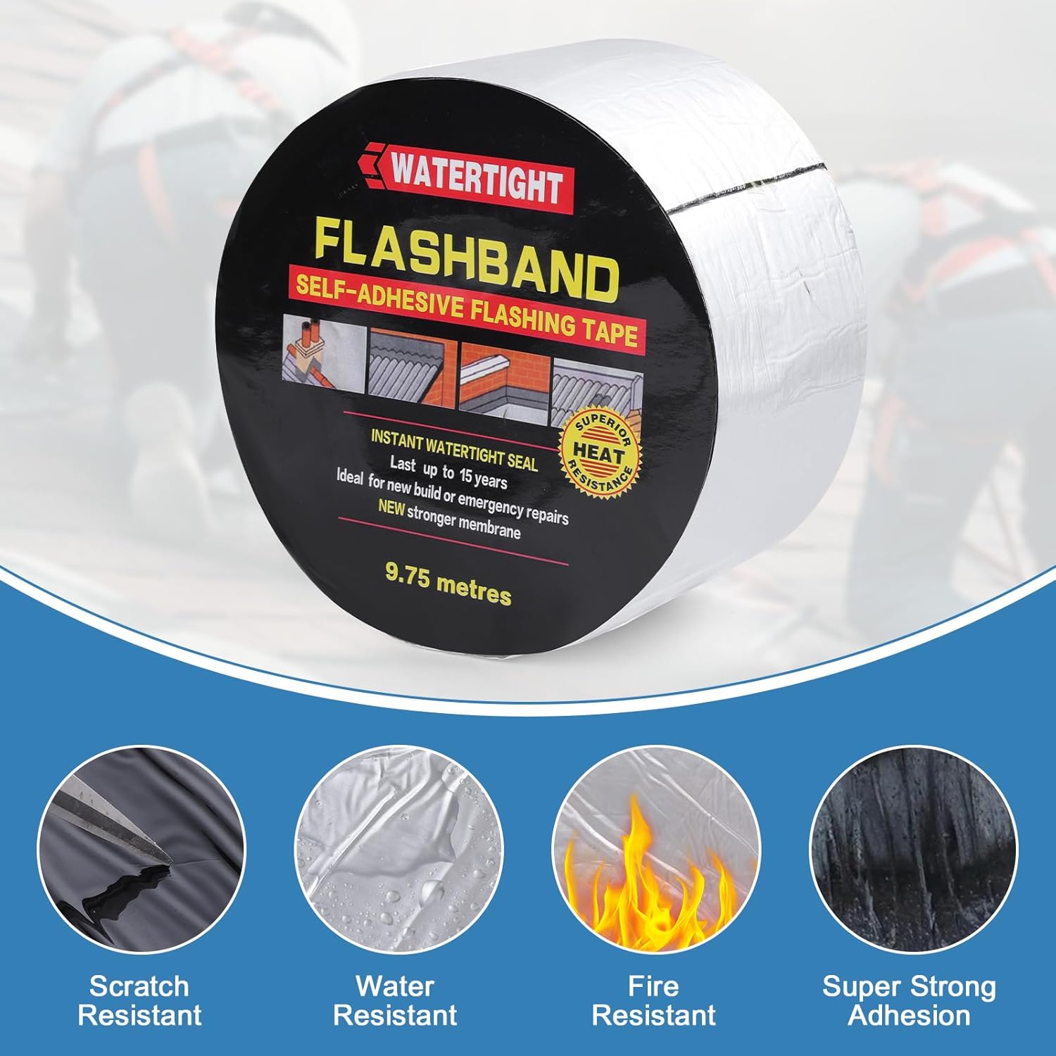 Flashing Roll Tape Asphalt Membrane, 4 inches X 32 Feet 60Mil Thick Waterproof Asphalt Patch Seal Tape Roll, Self-Adhesive Roof Sealant, Asphalt Repair for Door Roof Window Gutter Outdoor （2 Rolls)