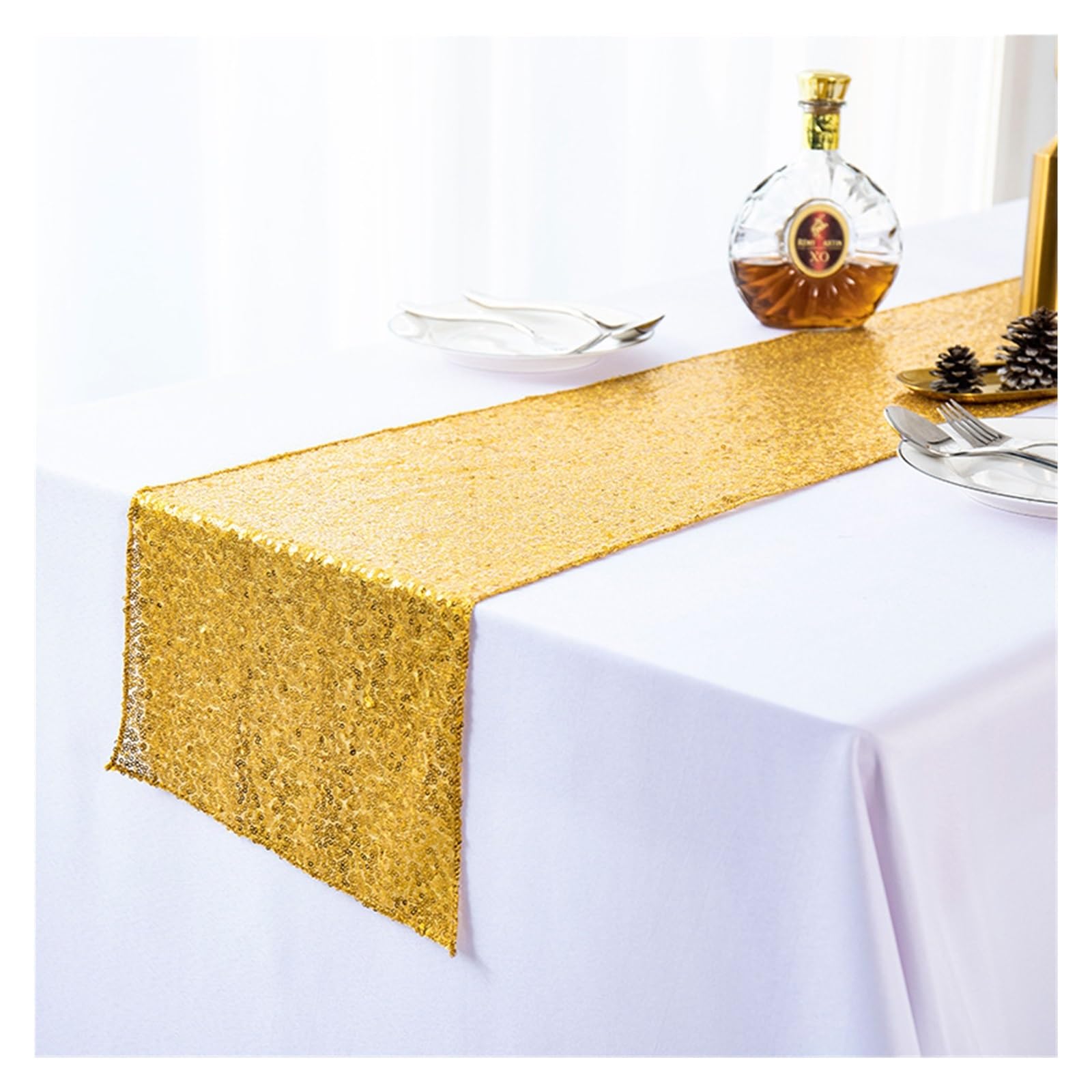 Disco Table Runner 1 Pieces Sequin Table Runner Glitter Dining for Birthday Bachelorette Holiday Celebration(Golden,30x120cm)