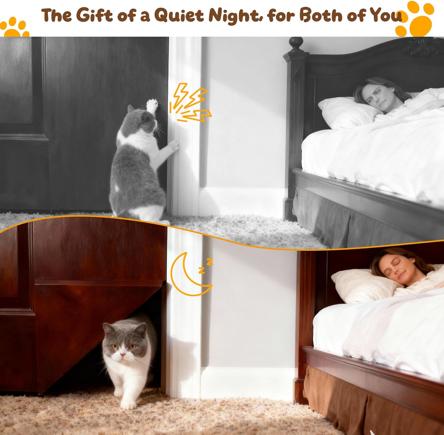 Cat Corner Door - Upgraded Hinge, No Jammed Door Issue | Silent Flexible Flap Kitty Corner Cat Door for Interior & Exterior Doors, Space-Saving Easy Install Cat Corner Door Hinge Kit