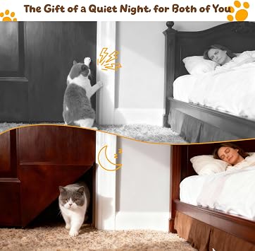 Kitty Corner Cat Door - Upgraded Hinge, No Jammed Door Issue | Silent Flexible Flap Pet Door for Interior & Exterior Doors, Space-Saving Easy Install Cat Corner Door Hinge Kit