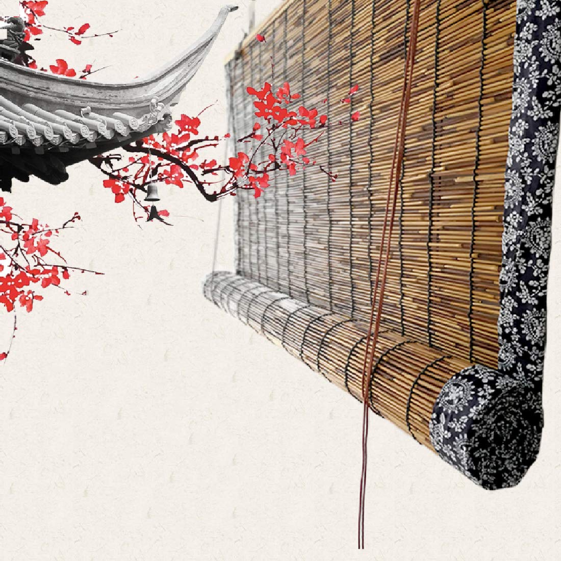 Retro Bamboo Roll up Window Blind,Carbonization Bamboo Roller Blinds,Natural Reed Curtain,Roller Blinds Breathable,Roman Window Curtain,for Indoor/Outdoor,Customizable (50 * 120cm/20 * 47in)