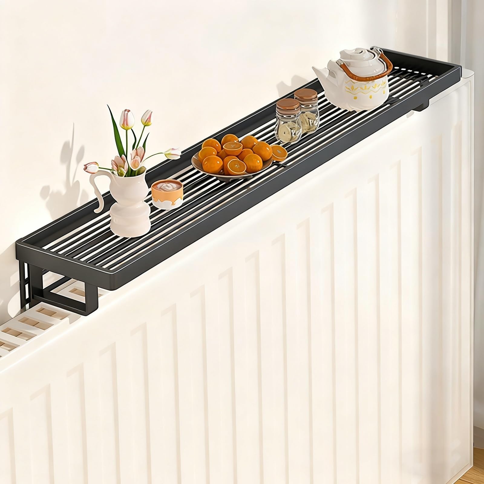 Heavy Duty Metal Radiator Shelf, instalacja wiertnicza do domowego biura, trwały żelazny stojak z zaokrąglonymi krawędziami, łatwy do dopasowania wspornik do salonu