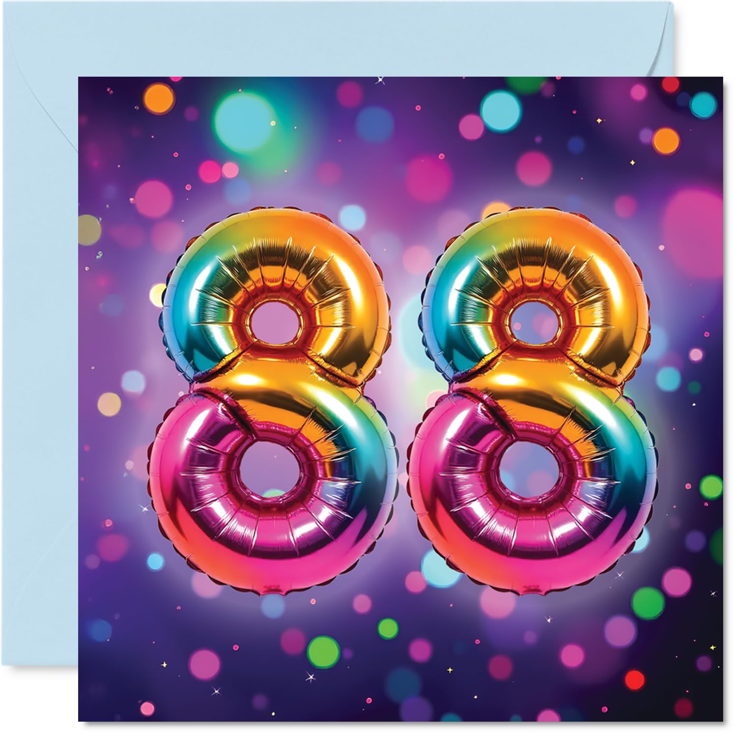 88th Birthday Cards for Men Women - Rainbow Foil Balloon - Happy Birthday Card for 88 Year Old Man Woman Auntie Nanny Dad Uncle, 145mm Bday Greeting Cards