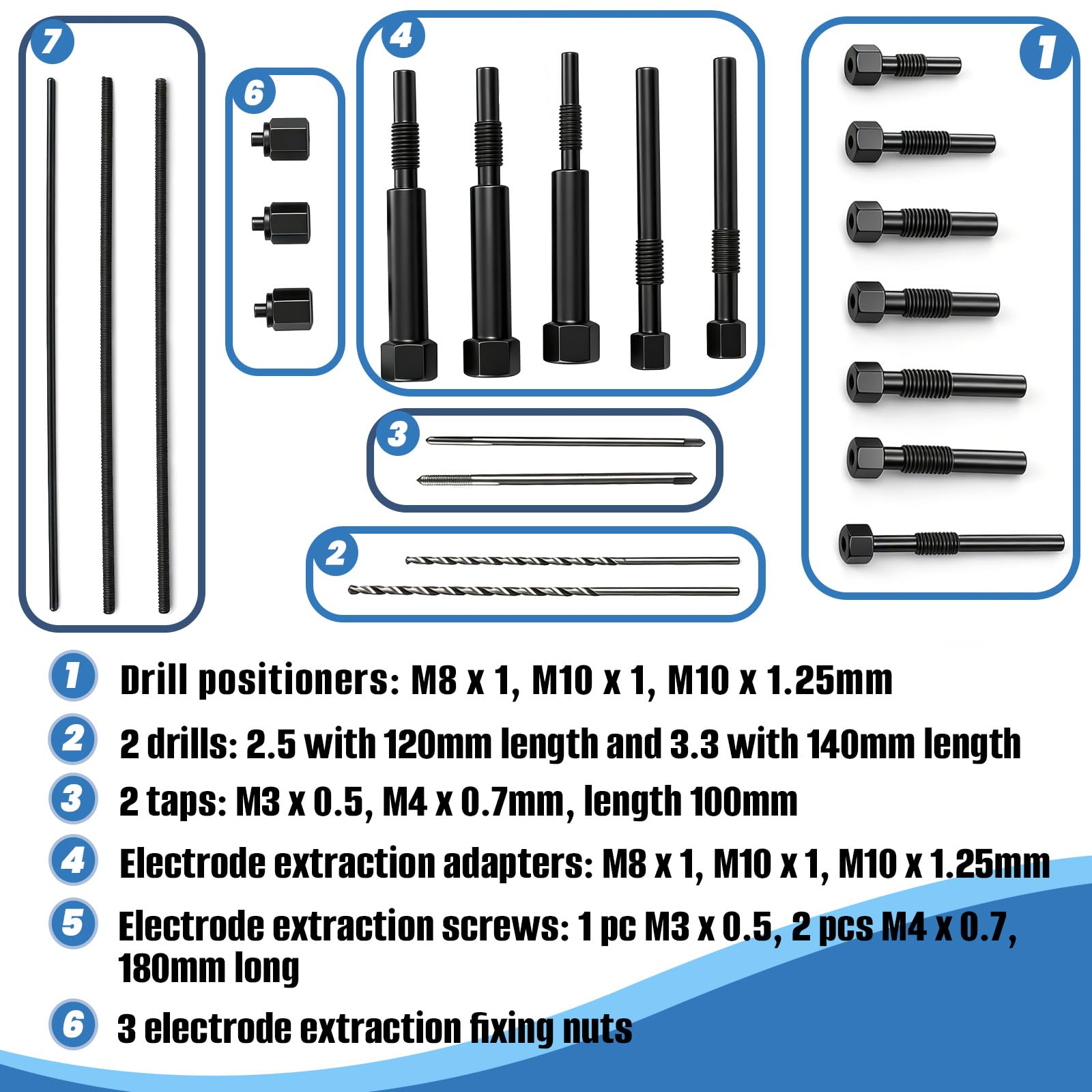 Extracteur Bougies De Préchauffage 22 Pièces, Kit Extraction M8 M10 M10x1.25 Avec Forets Et Tarauds Outil Pour Retirer Bougies Cassées Électrodes Moteur Diesel Avec Coffret De Rangement