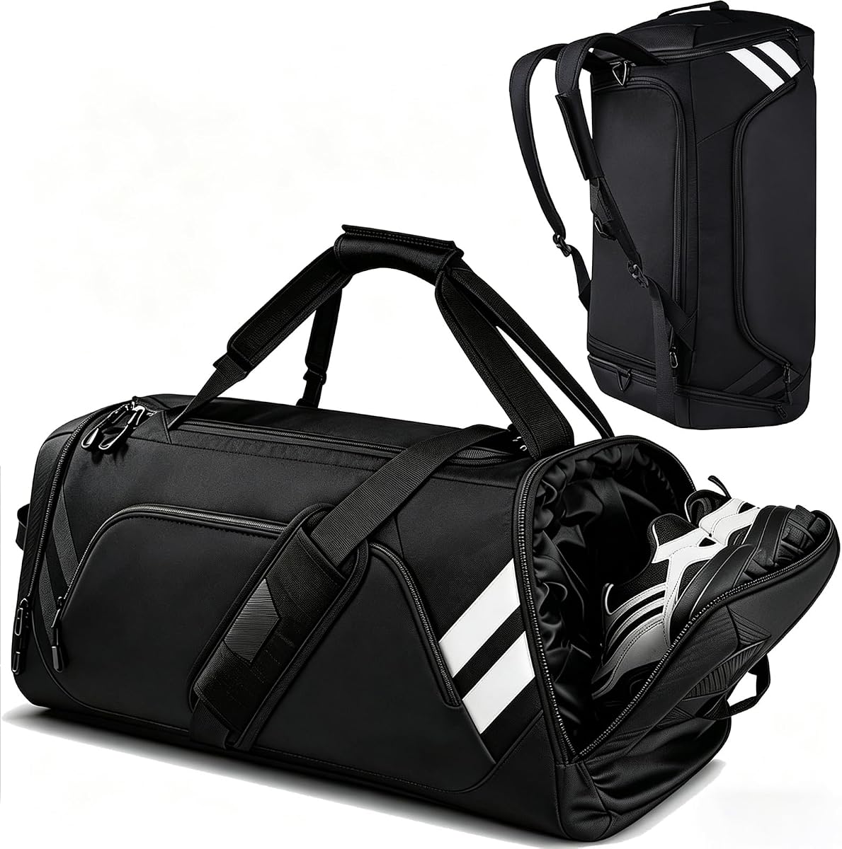 4-in-1 Gym Bags for Men/Women, Large Sports Duffle Bag for Travel | Duffel Bag with Shoe & Wet Compartment, Waterproof Sports Bag, Weekender Overnight Bag, Gym Workout Bag for Training, Fitness