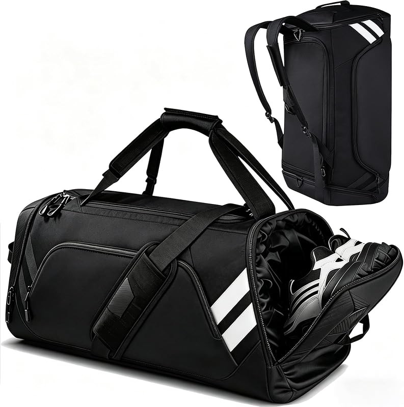 4-in-1 Gym Bags for Men/Women, Large Sports Duffle Bag for Travel | Duffel Bag with Shoe & Wet Compartment, Waterproof Sports Bag, Weekender Overnight Bag, Gym Workout Bag for Training, Fitness