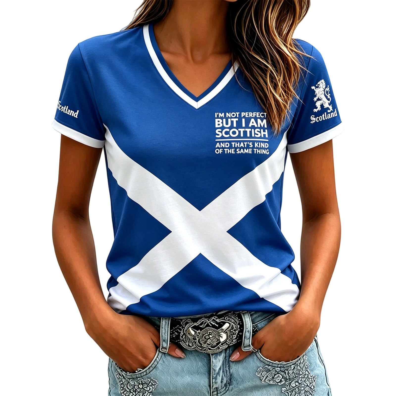 Retro Scotland Football Shirt Training Top World Cup 2026 T Shirt Ladies Scotland Football Jersey Tops Women Tshirt V Neck Lightweight Breathable Classic Soccer T-Shirts for Summer Sport Fans Shirts