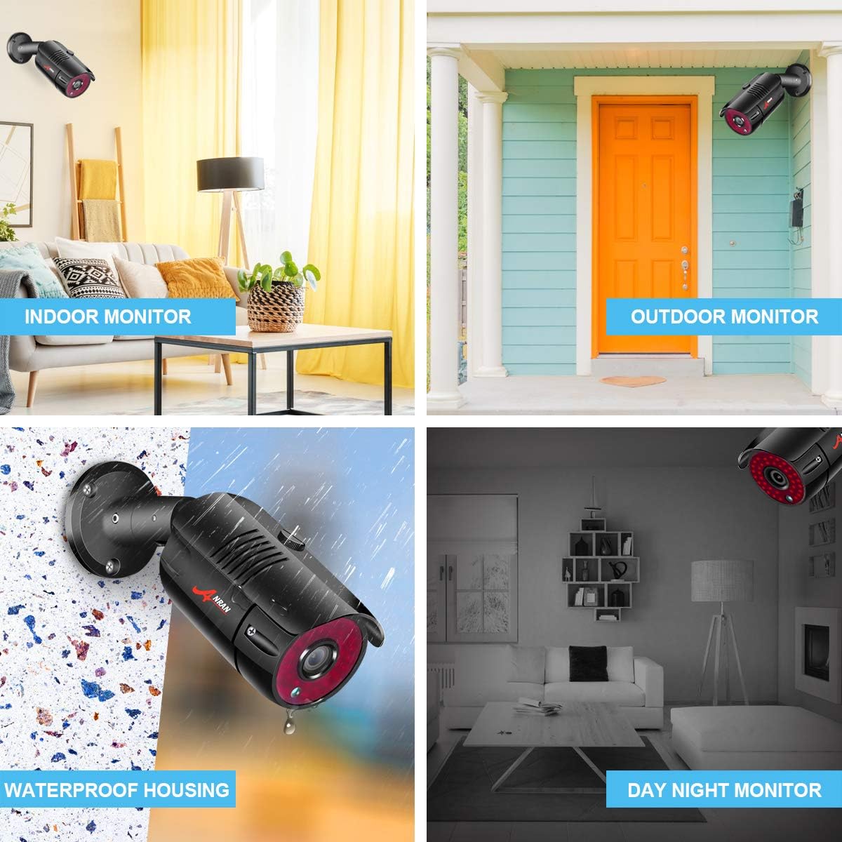 ANRAN 4 Channel 1080P Home Security Camera System 4ch CCTV DVR Recorder with 1TB Hard Drive 4X Full HD 1080P Surveillance Video Bullet Outdoor Cameras IR Night Vision, Motion Alert Easy Remote Access