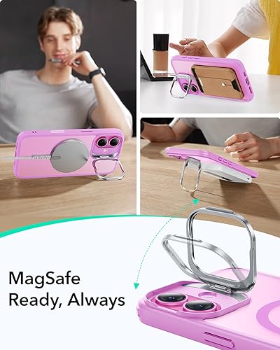 Vista 497 de ESR - Funda para iPhone 15 compatible con MagSafe, funda protectora de grado militar con soporte integrado, cubierta trasera resistente a