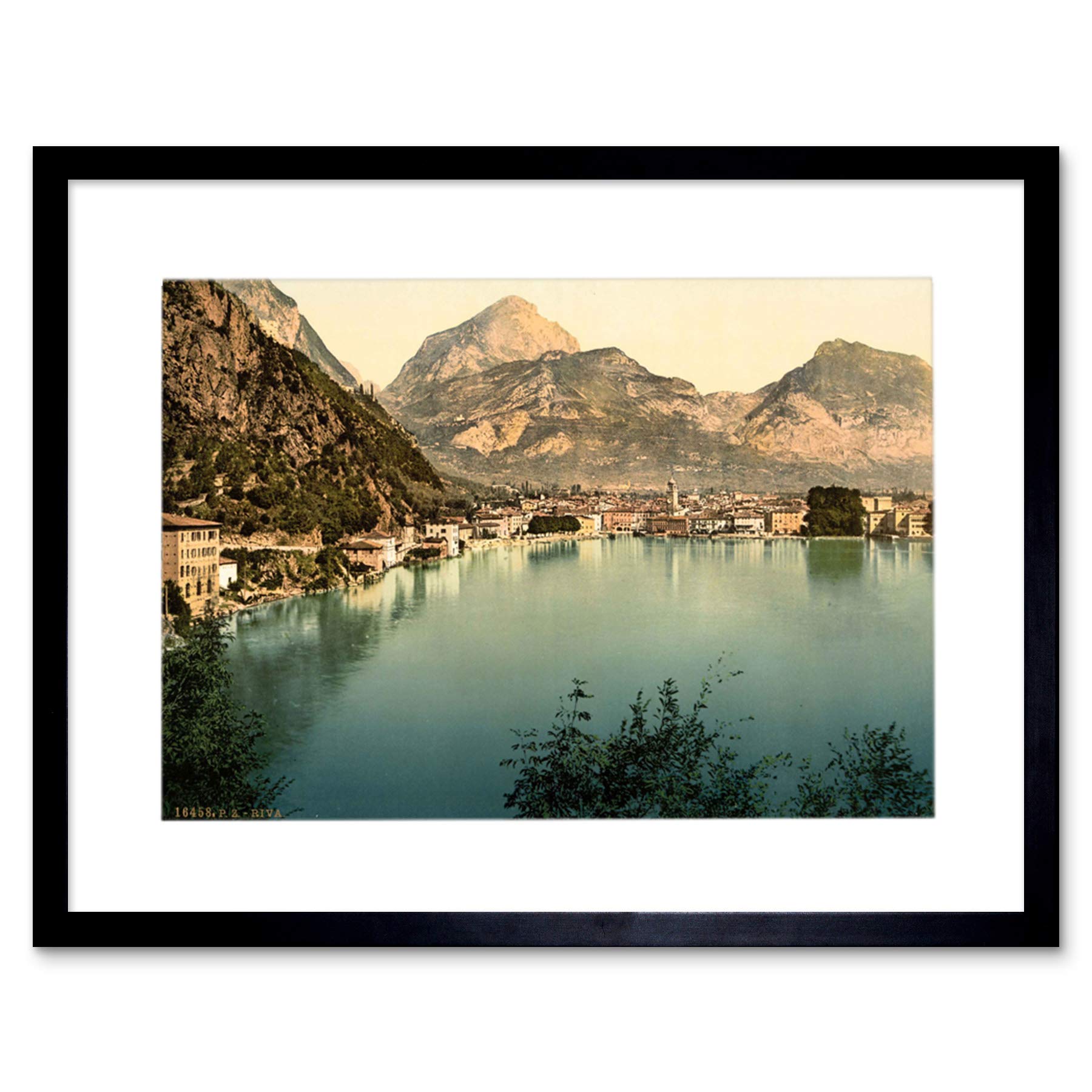 Wee Blue Coo Black Vintage Photo Riva Lake Garda Italy New Picture Framed Wall Art Print