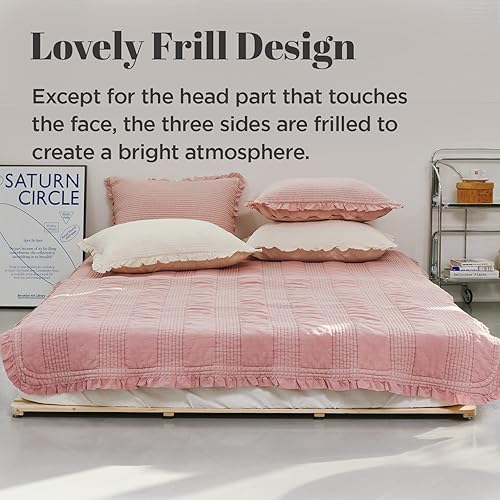 Miniatura 6 de Manta de cama 100% algodón, tamaño matrimonialdoble, 79 x 91 pulgadas, mantas acolchadas suaves y transpirables lavadas con pigmento para cama y